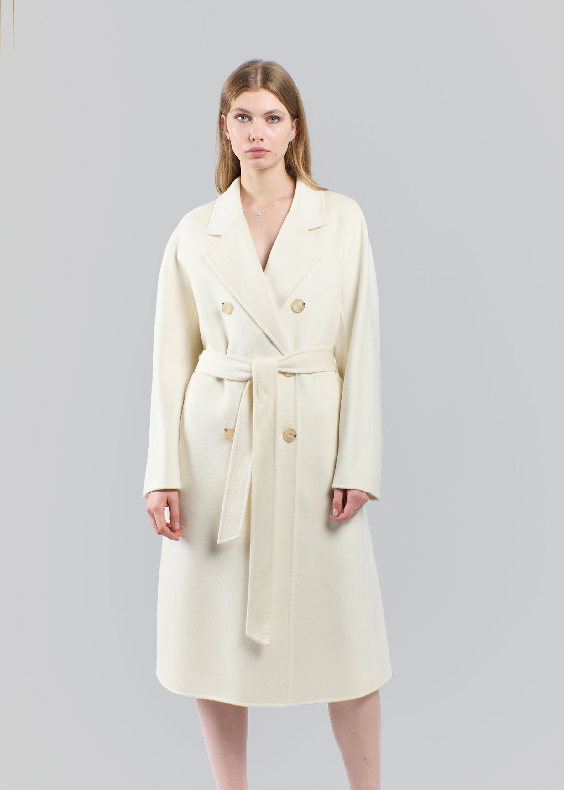 Sabbia Double Breasted Baby Cashmere Long Coat with Belt