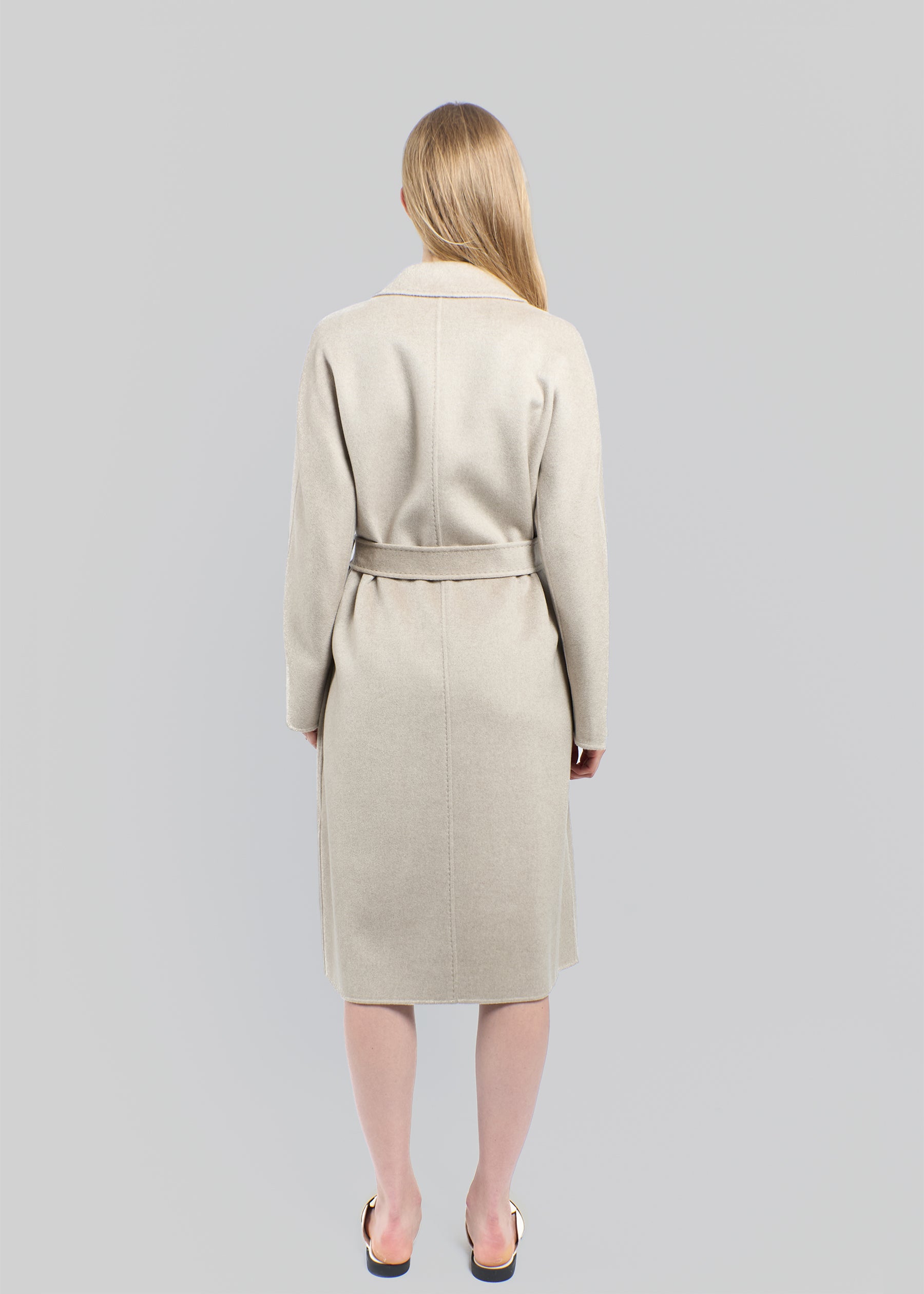 Sabbia Double Breasted Baby Cashmere Long Coat with Belt