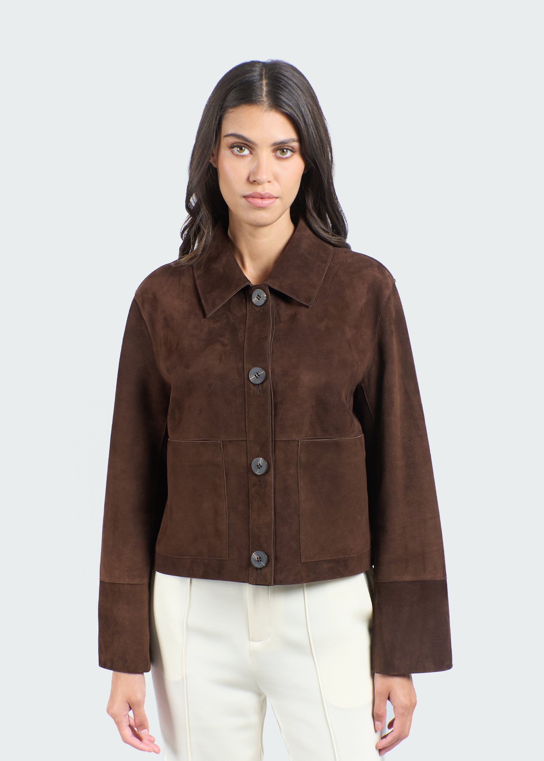 Alba Suede Leather Boxy Jacket