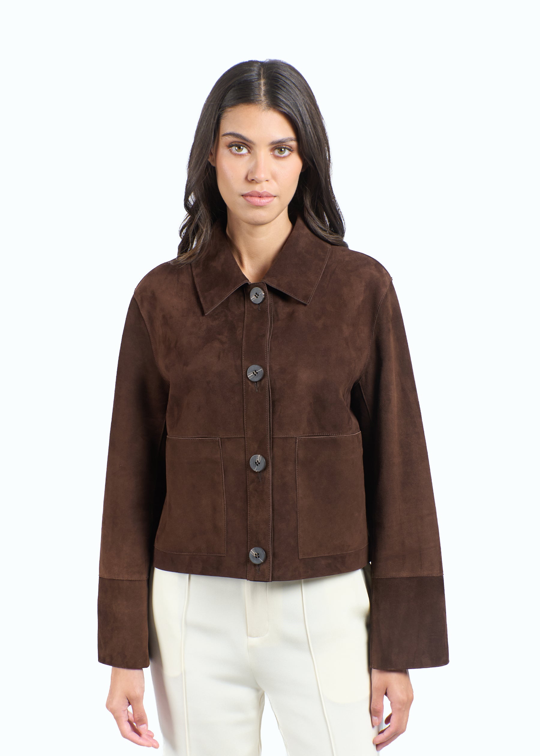 Alba Suede Leather Boxy Jacket