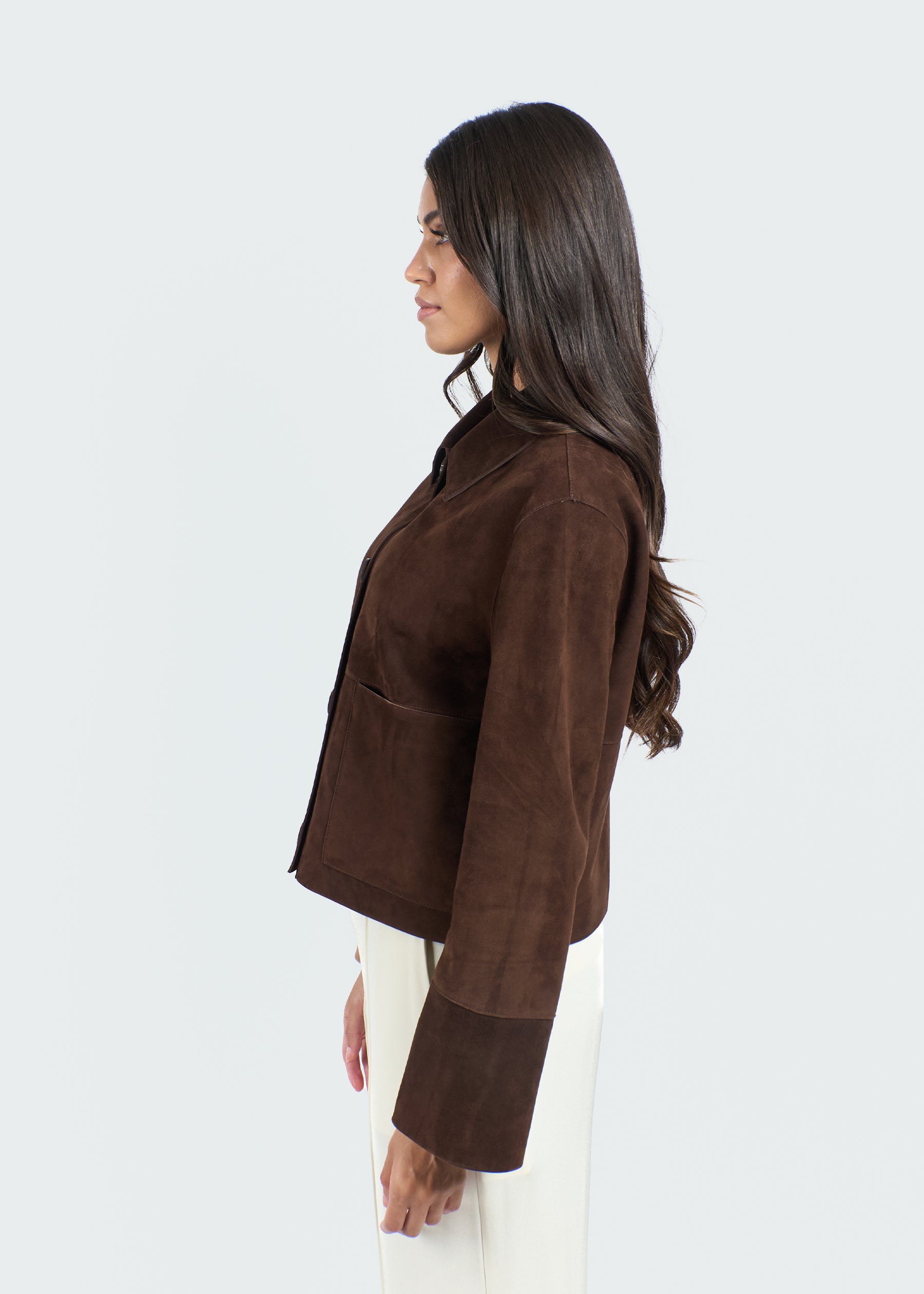 Alba Suede Leather Boxy Jacket