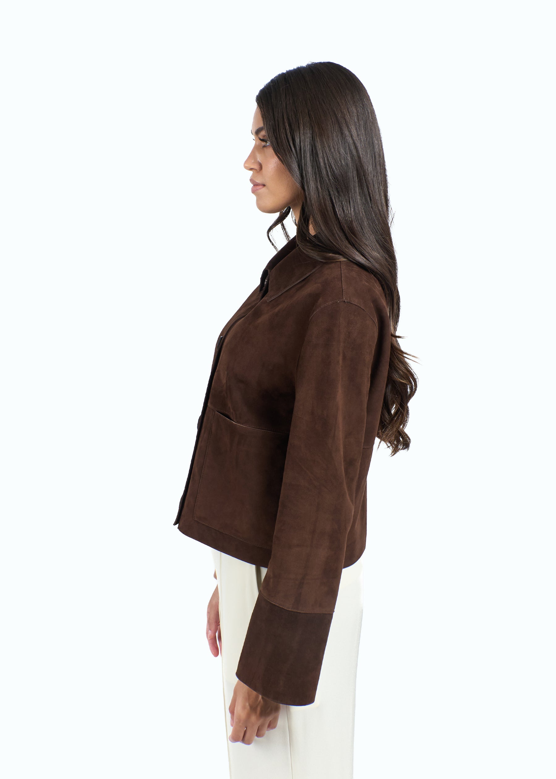 Alba Suede Leather Boxy Jacket