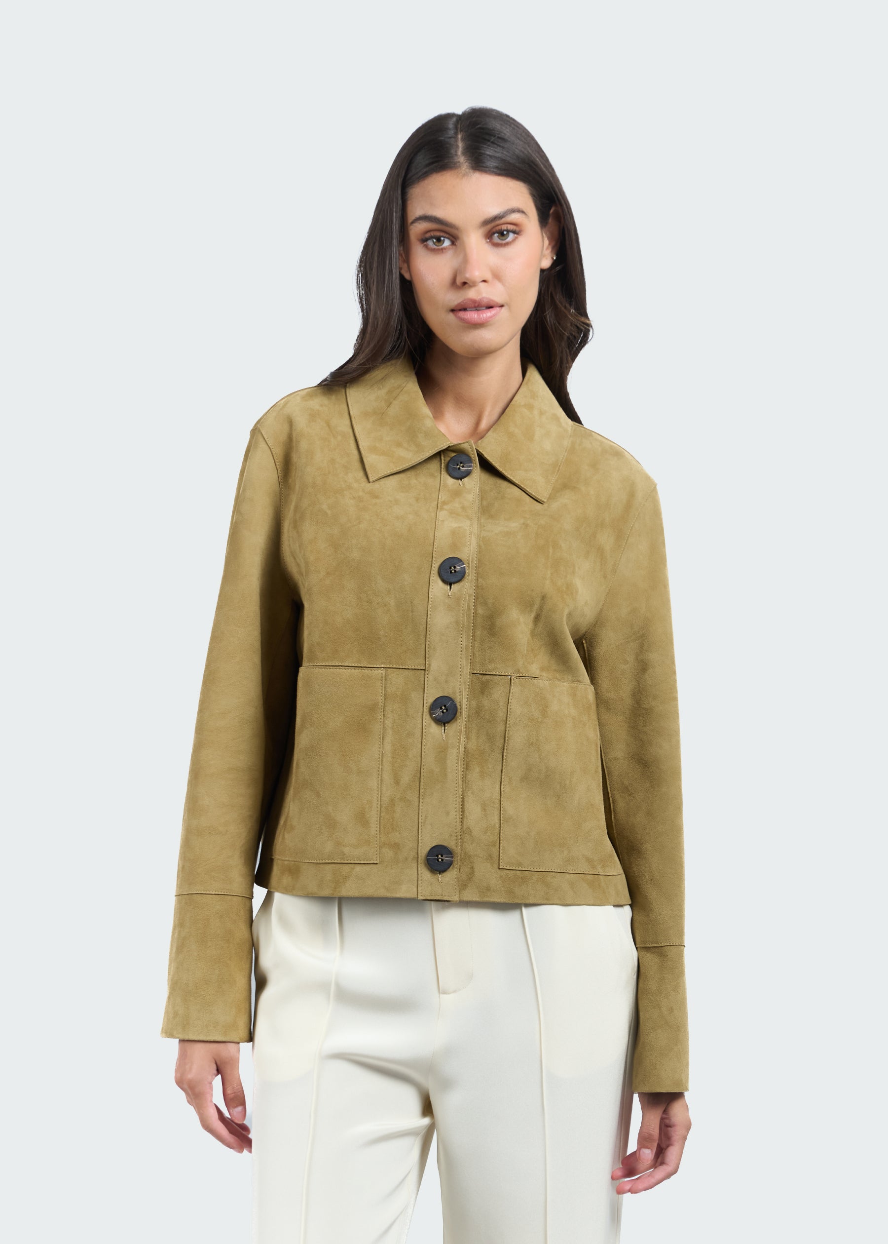 Alba Suede Leather Boxy Jacket