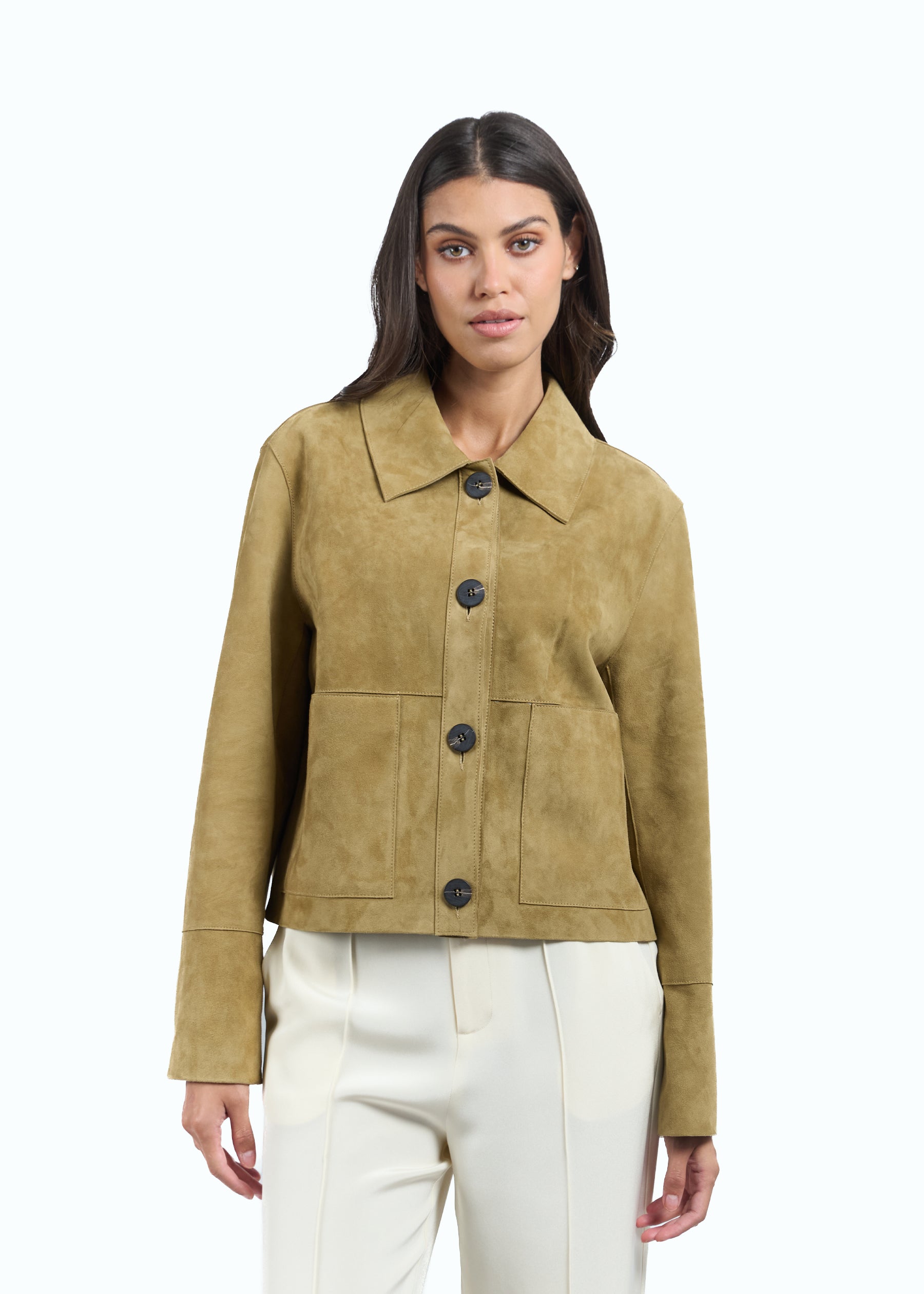 Alba Suede Leather Boxy Jacket