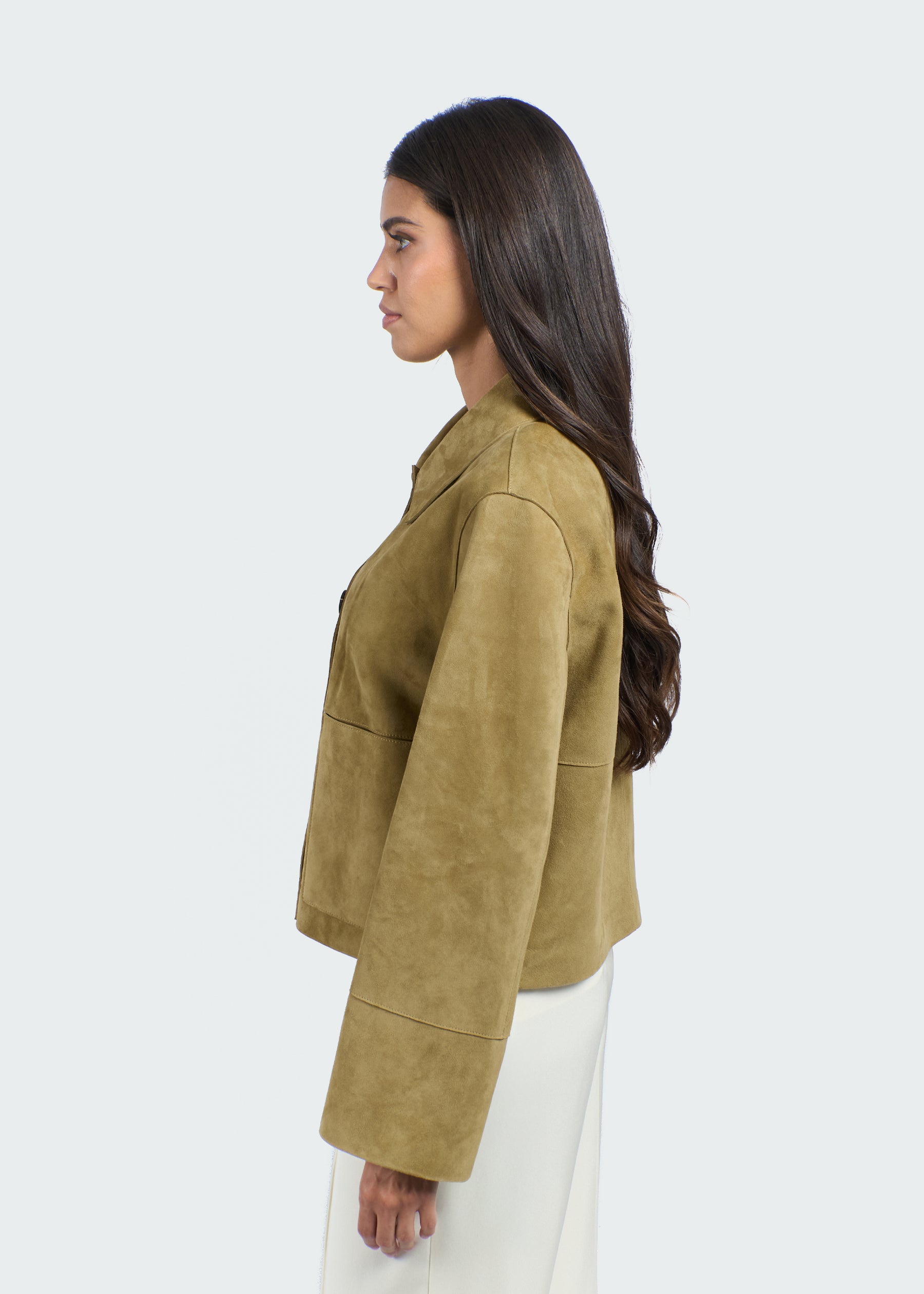 Alba Suede Leather Boxy Jacket