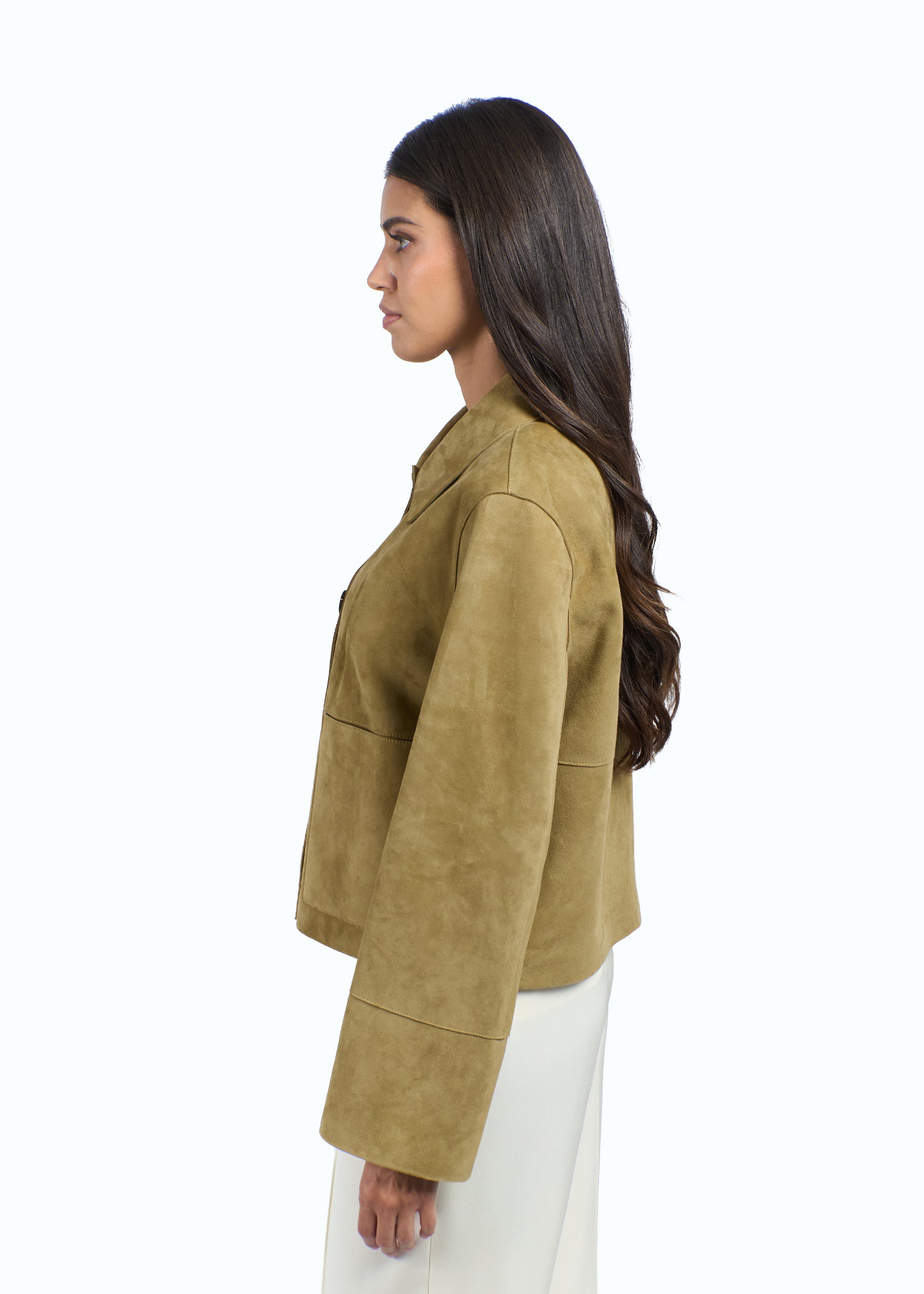 Alba Suede Leather Boxy Jacket