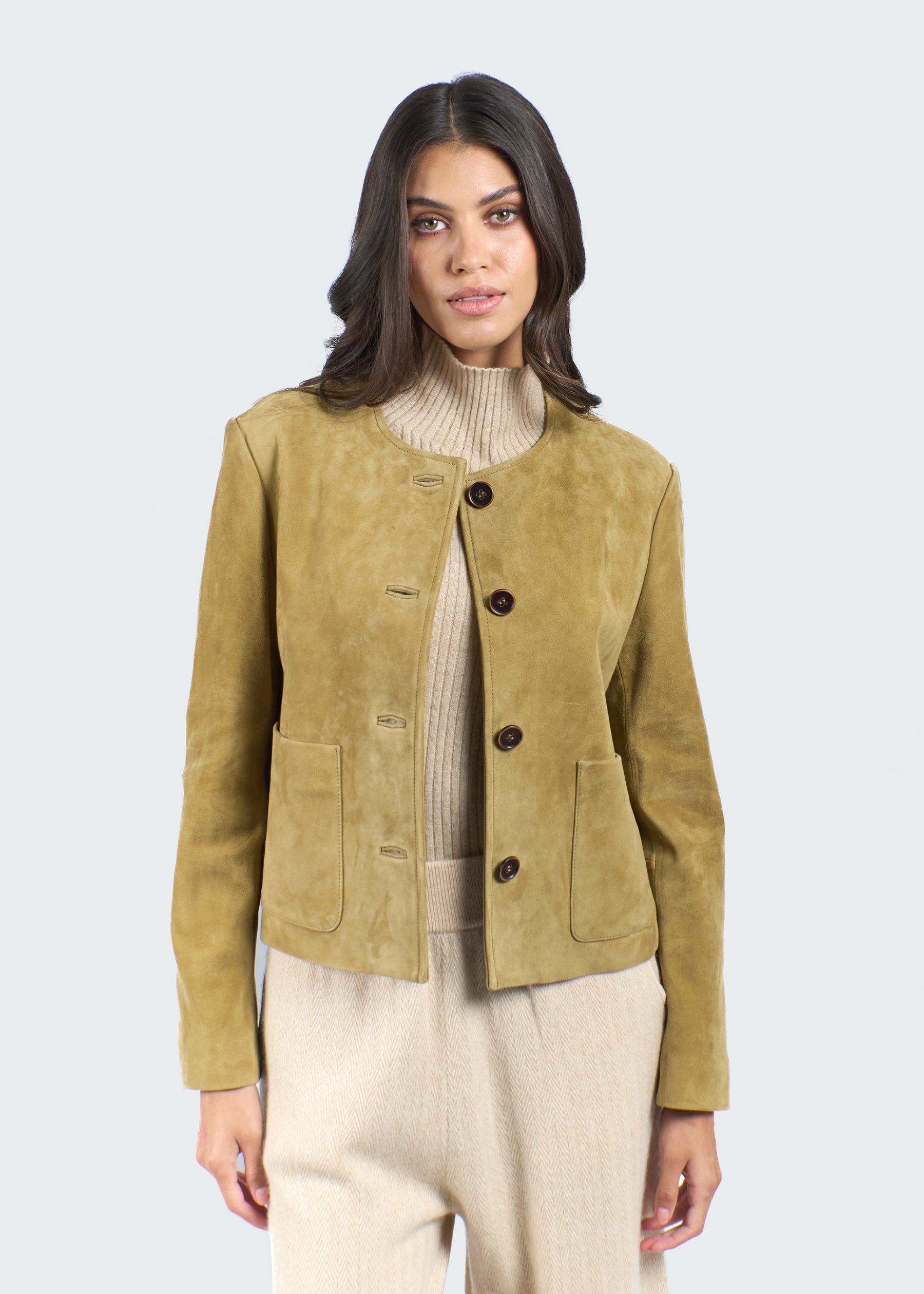 Sontuoso Suede Leather Boxy Jacket