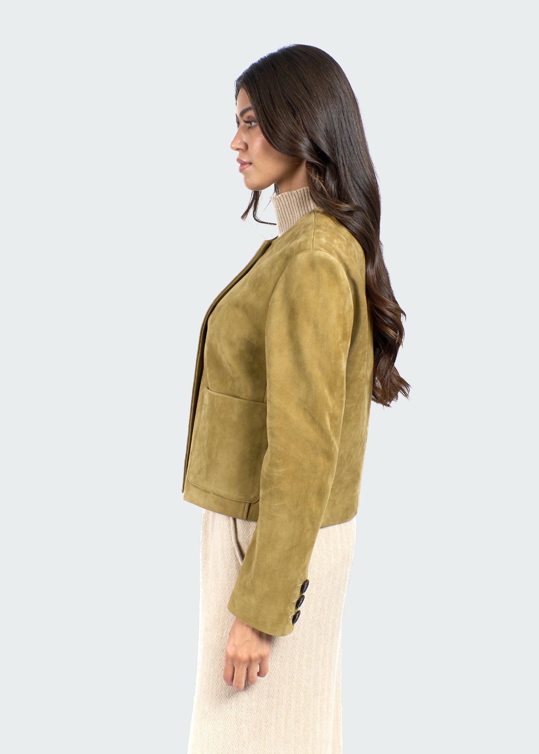 Sontuoso Suede Leather Boxy Jacket