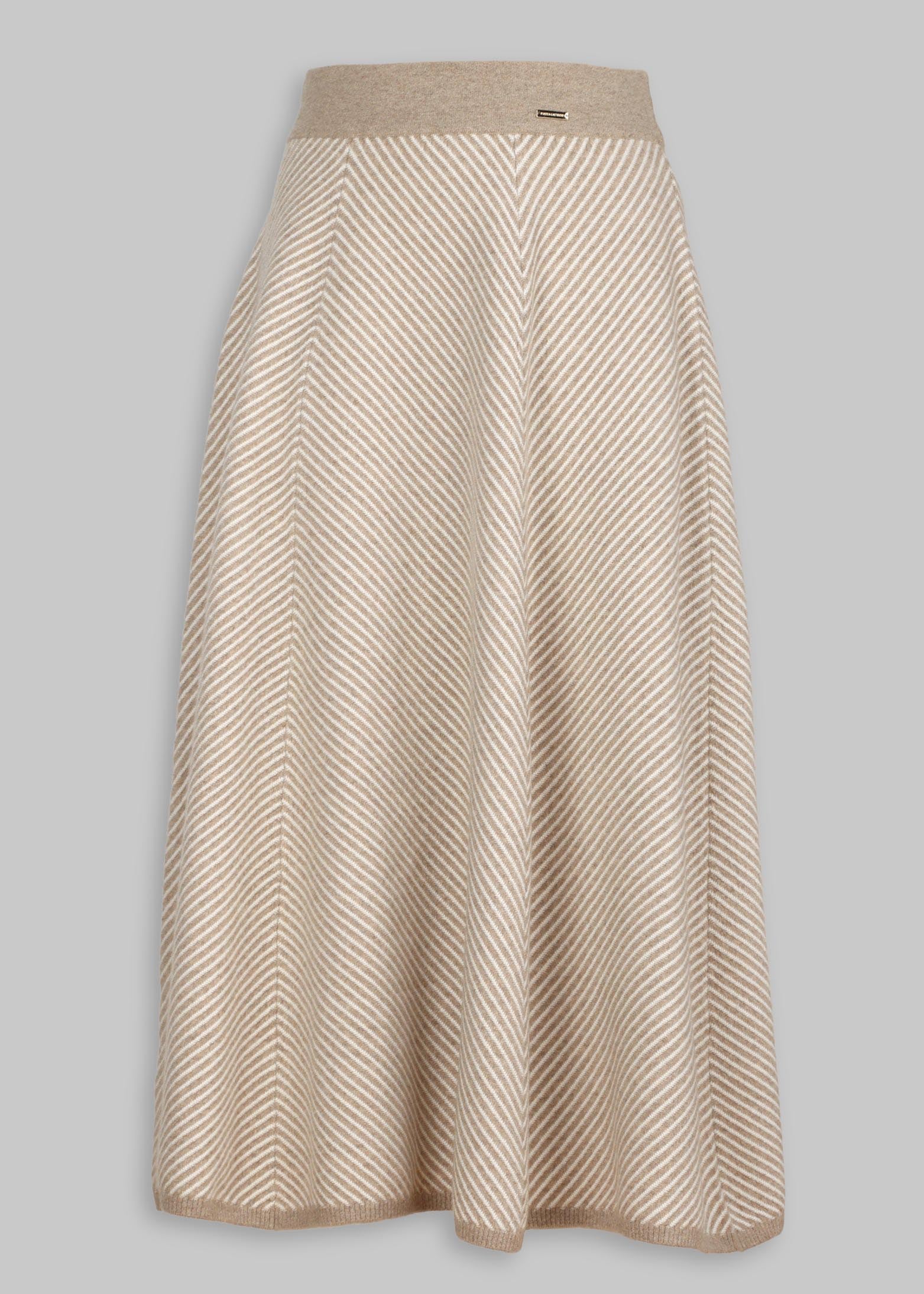 Chevron Midi Cashmere Skirt