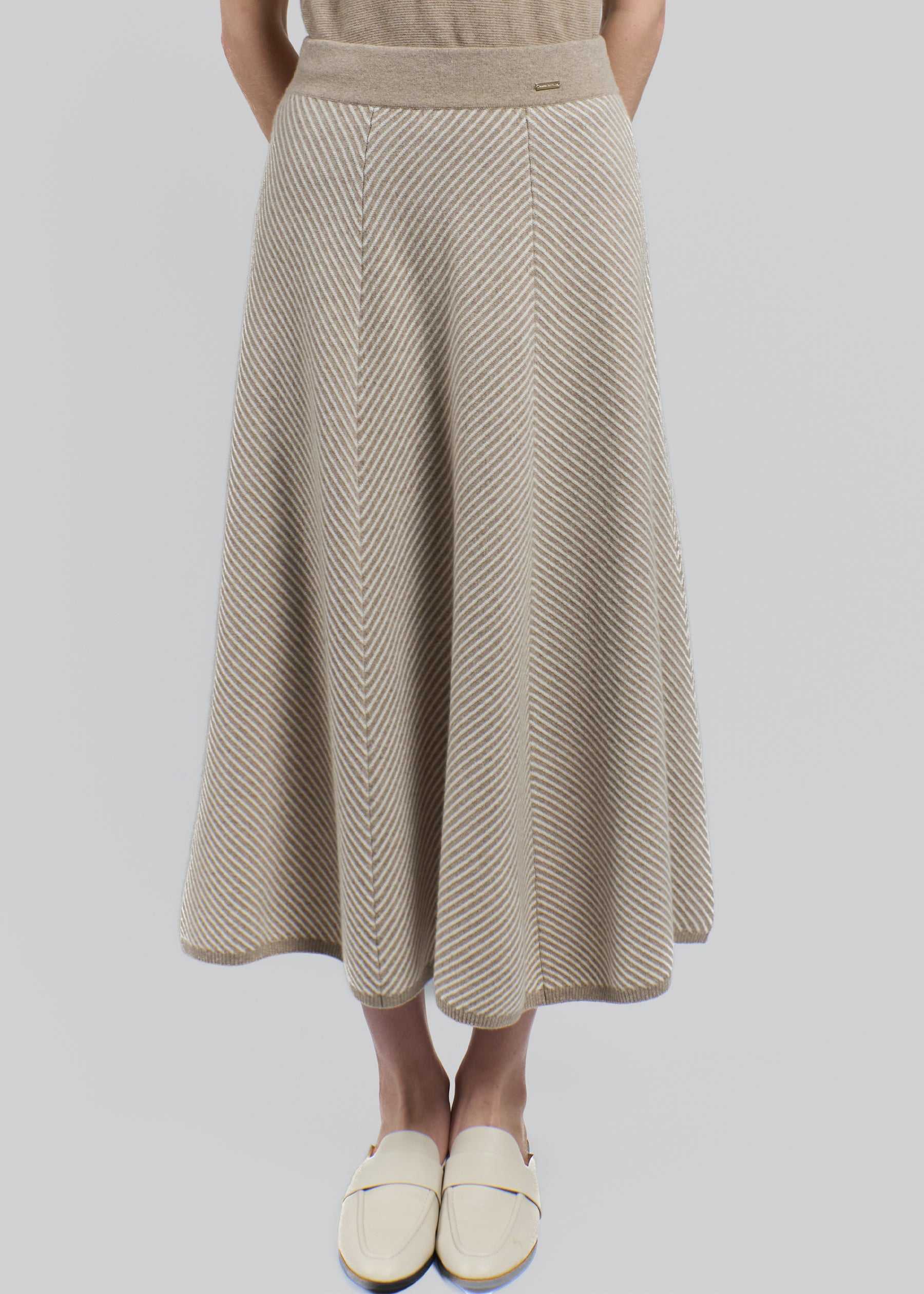 Chevron Midi Cashmere Skirt