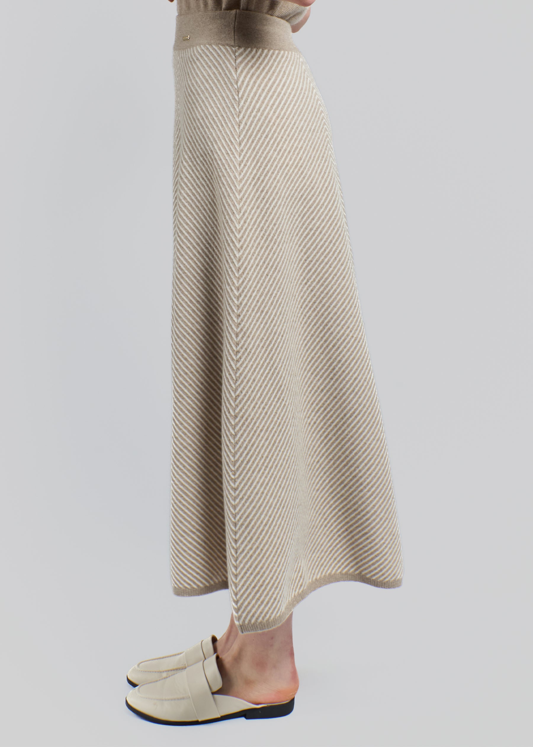 Chevron Midi Cashmere Skirt