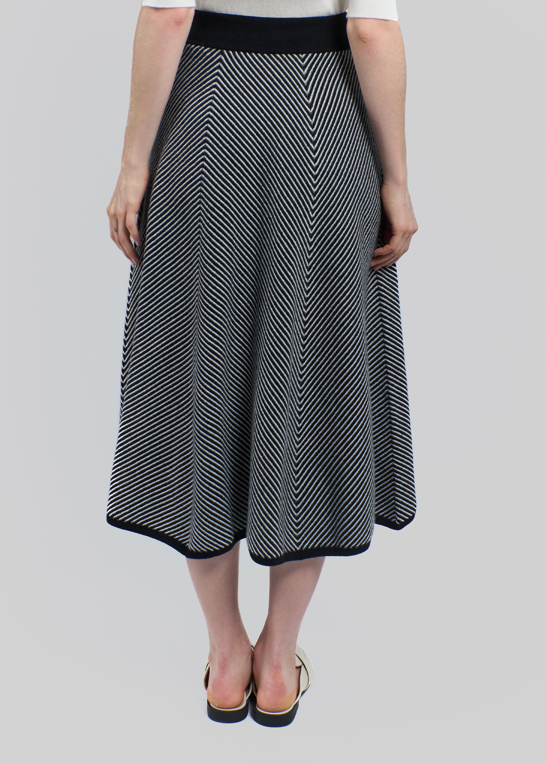 Chevron Midi Cashmere Skirt