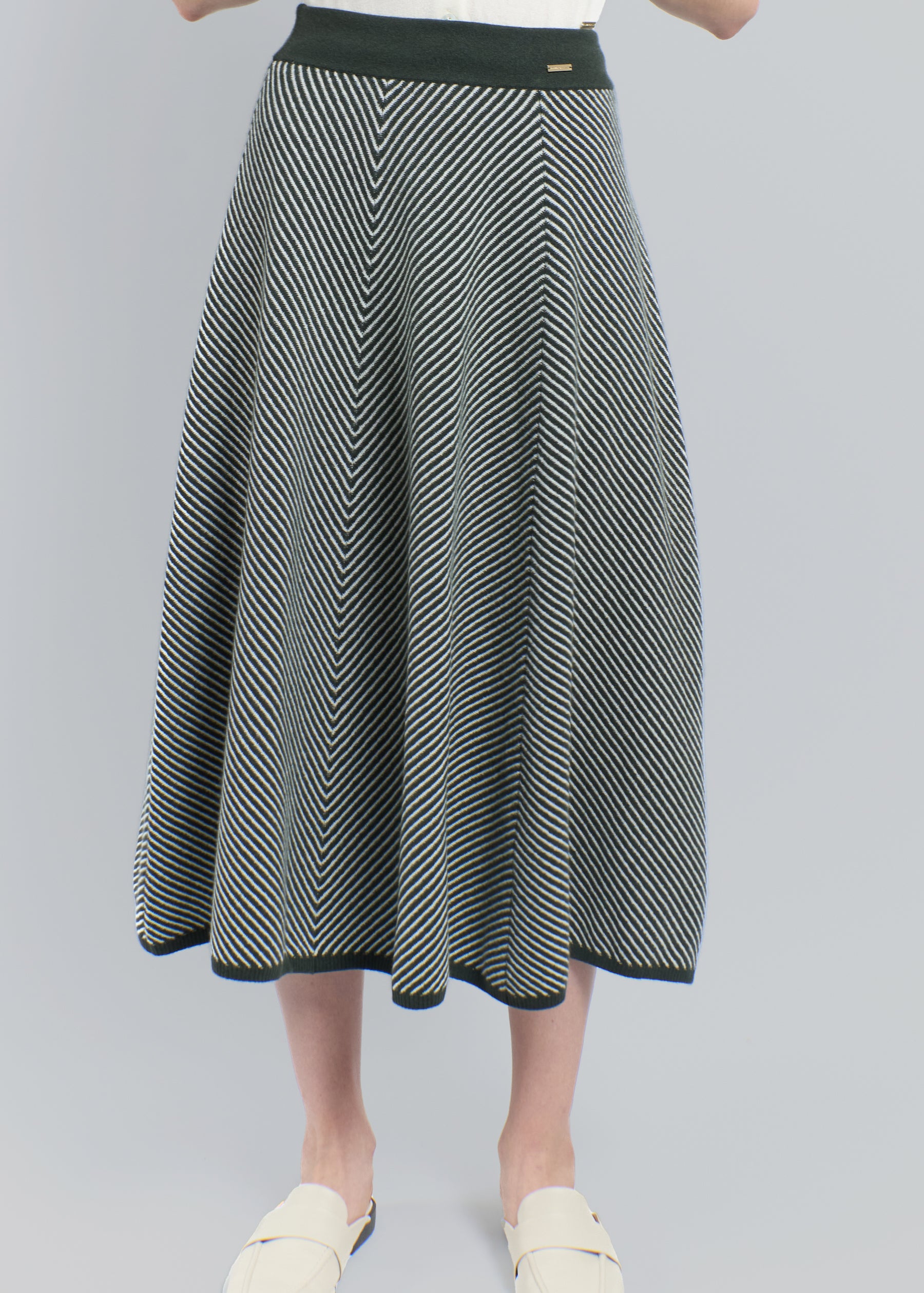 Chevron Midi Cashmere Skirt