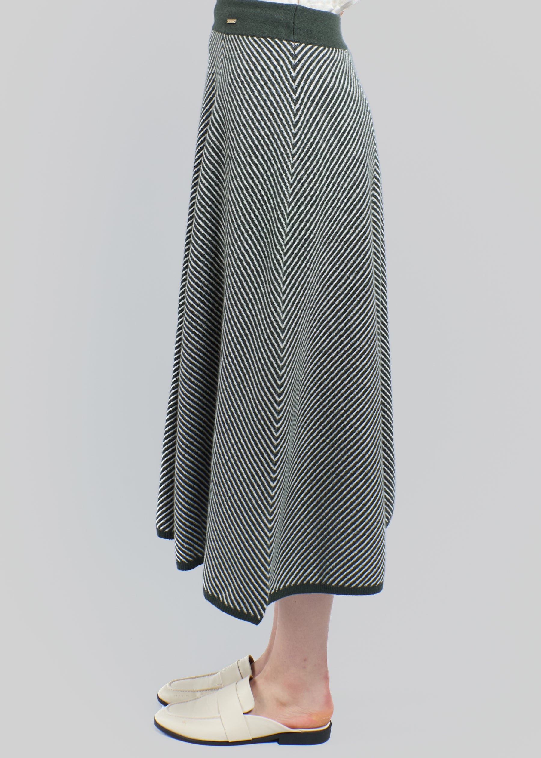 Chevron Midi Cashmere Skirt