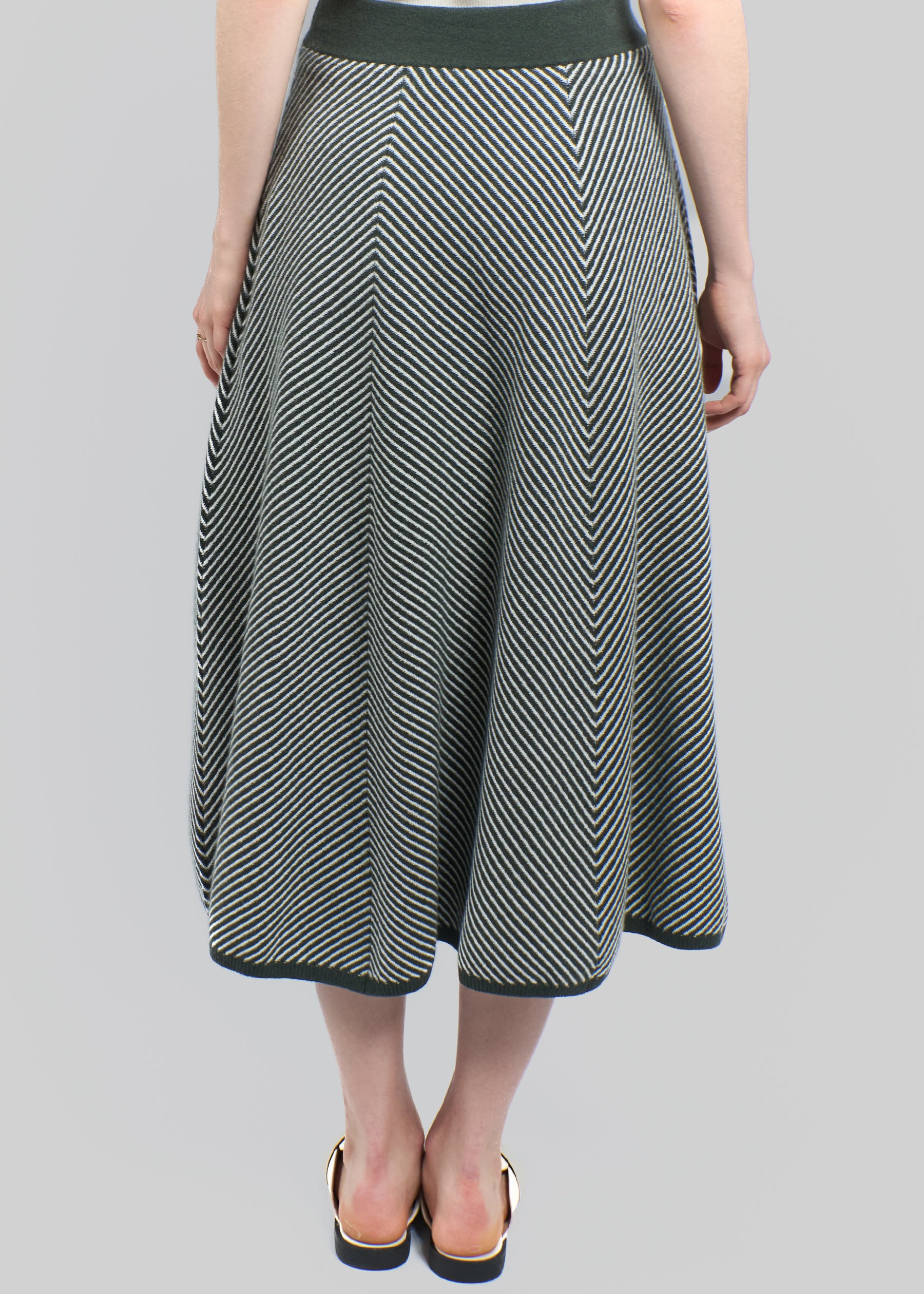 Chevron Midi Cashmere Skirt