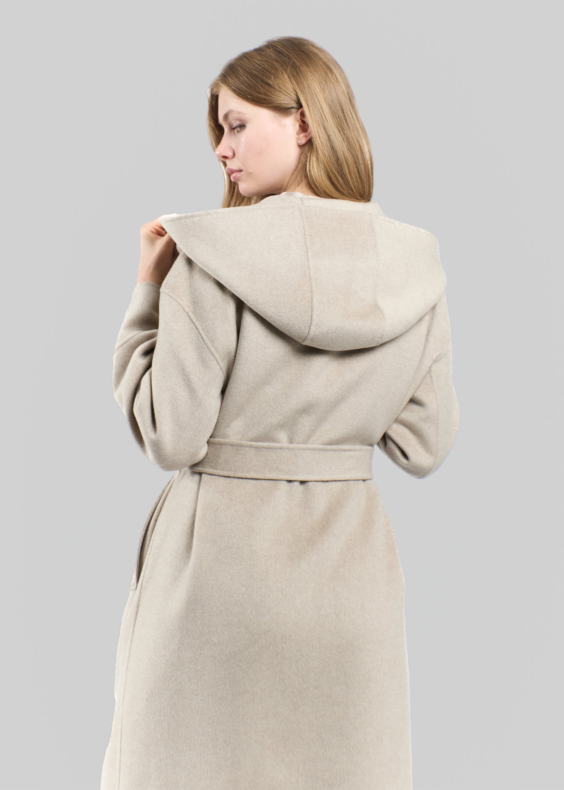 Sabbia Baby Cashmere Long Coat with Hood