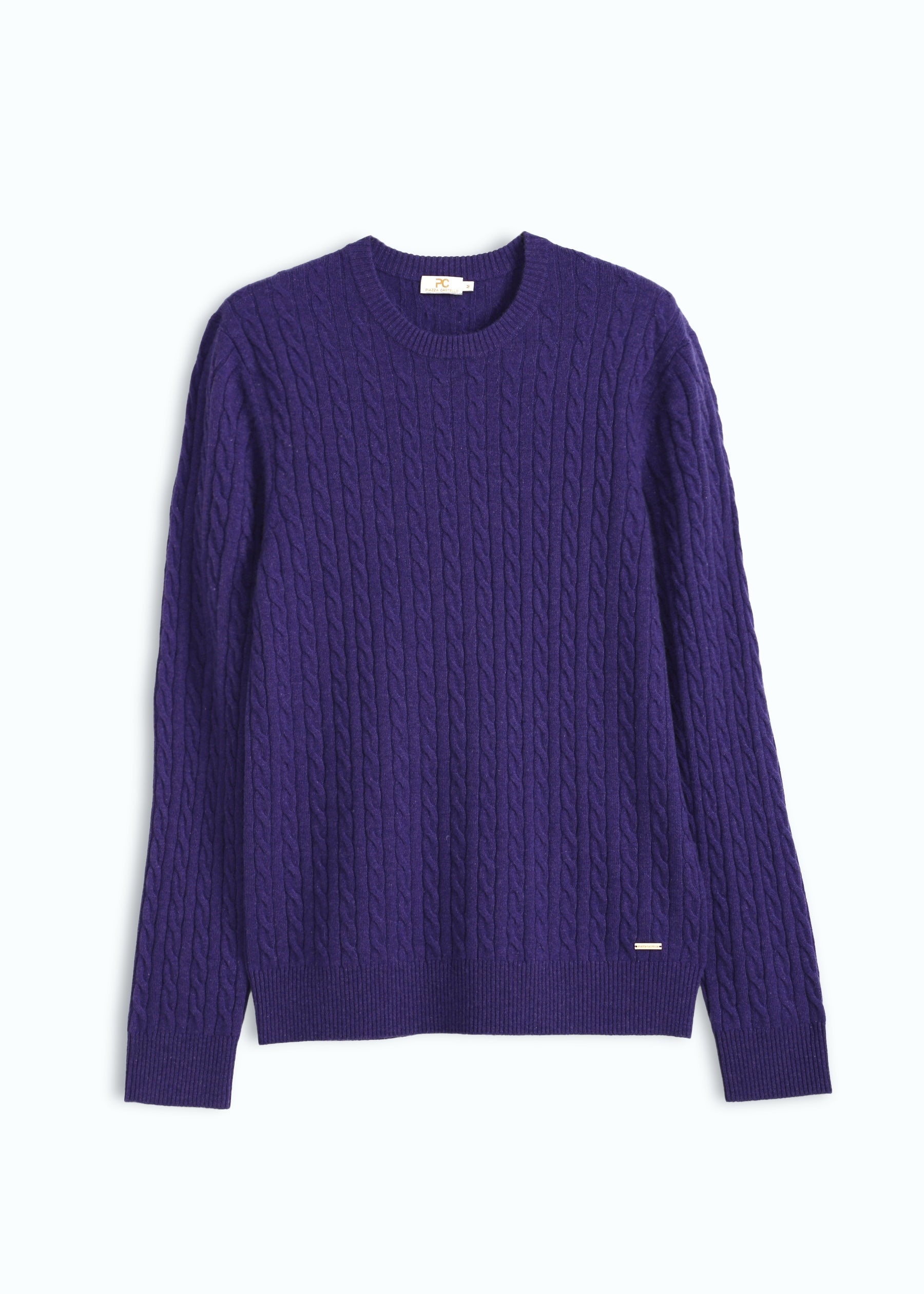 Ricamo Men's Cable Knit Round Neck Jumper