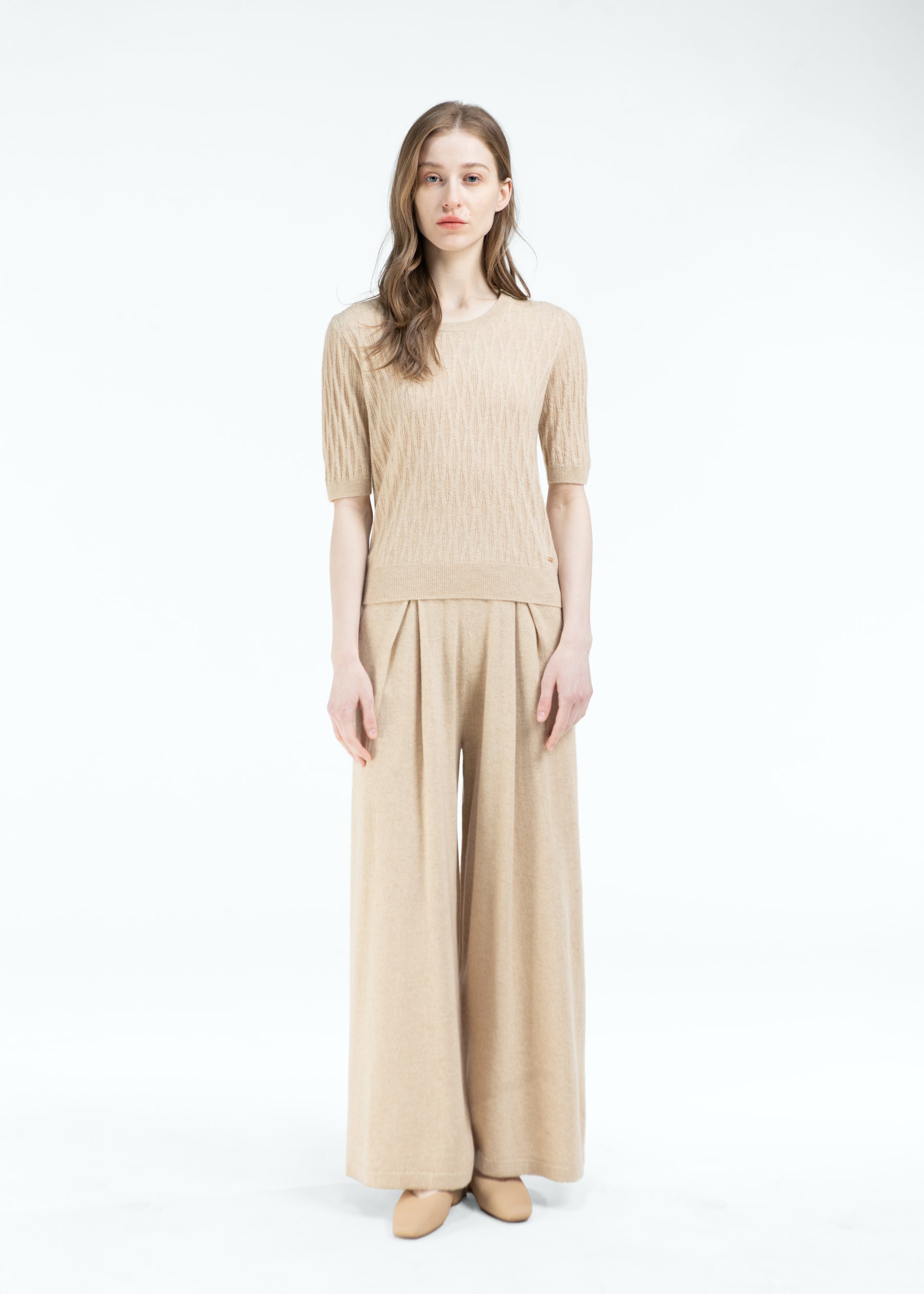 Gemma Diamond Knit Short Sleeves Cashmere Jumper