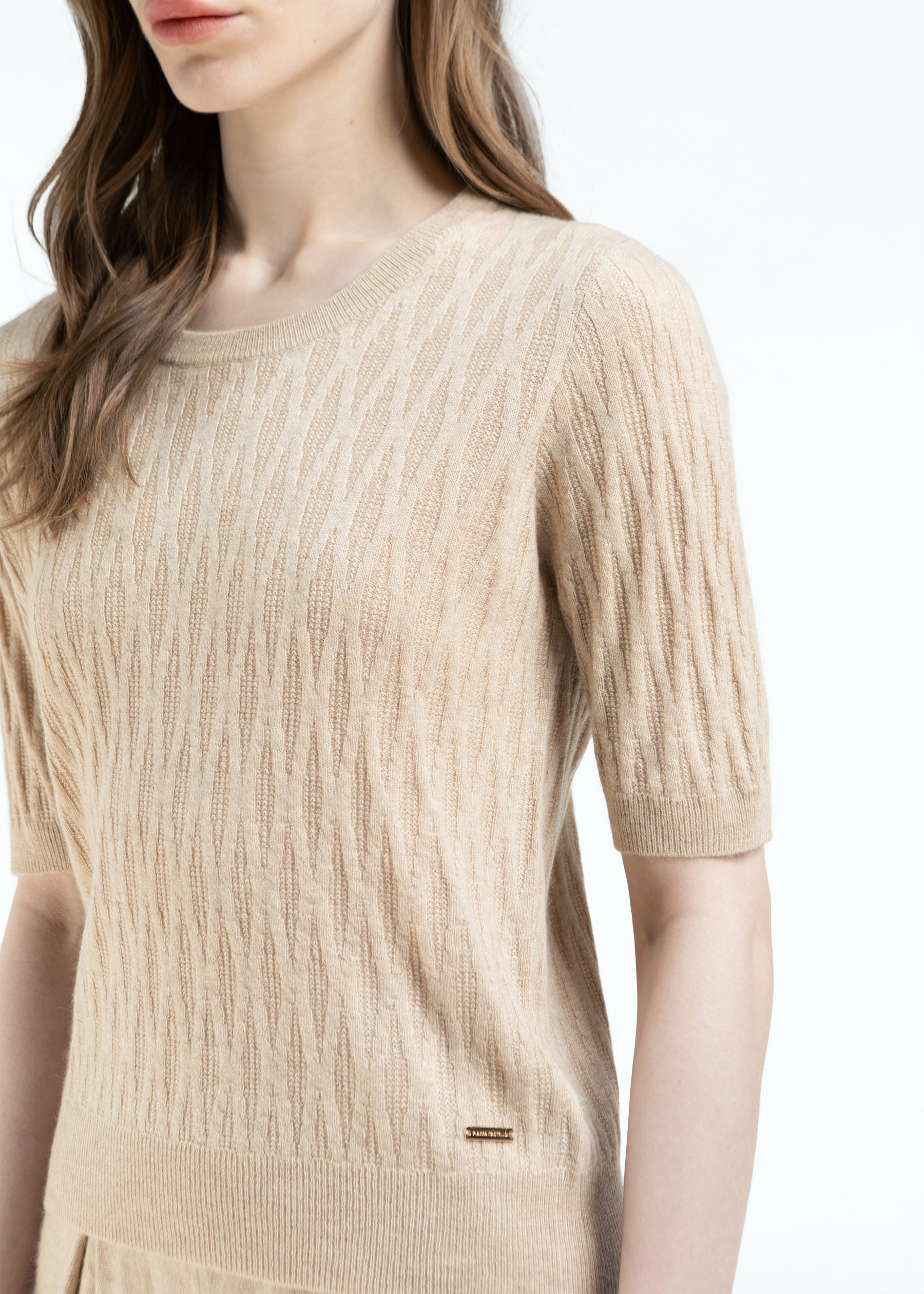 Gemma Diamond Knit Short Sleeves Cashmere Jumper