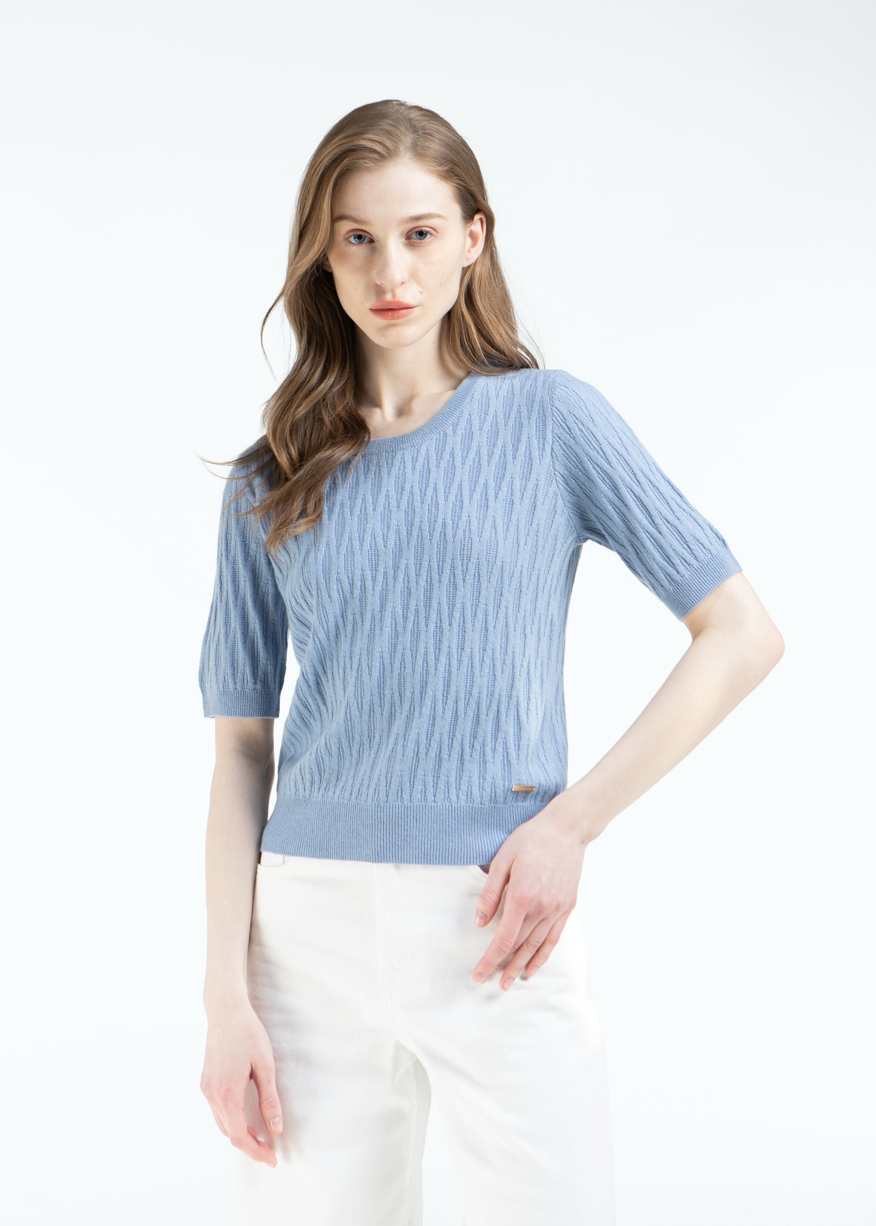 Gemma Diamond Knit Short Sleeves Cashmere Jumper