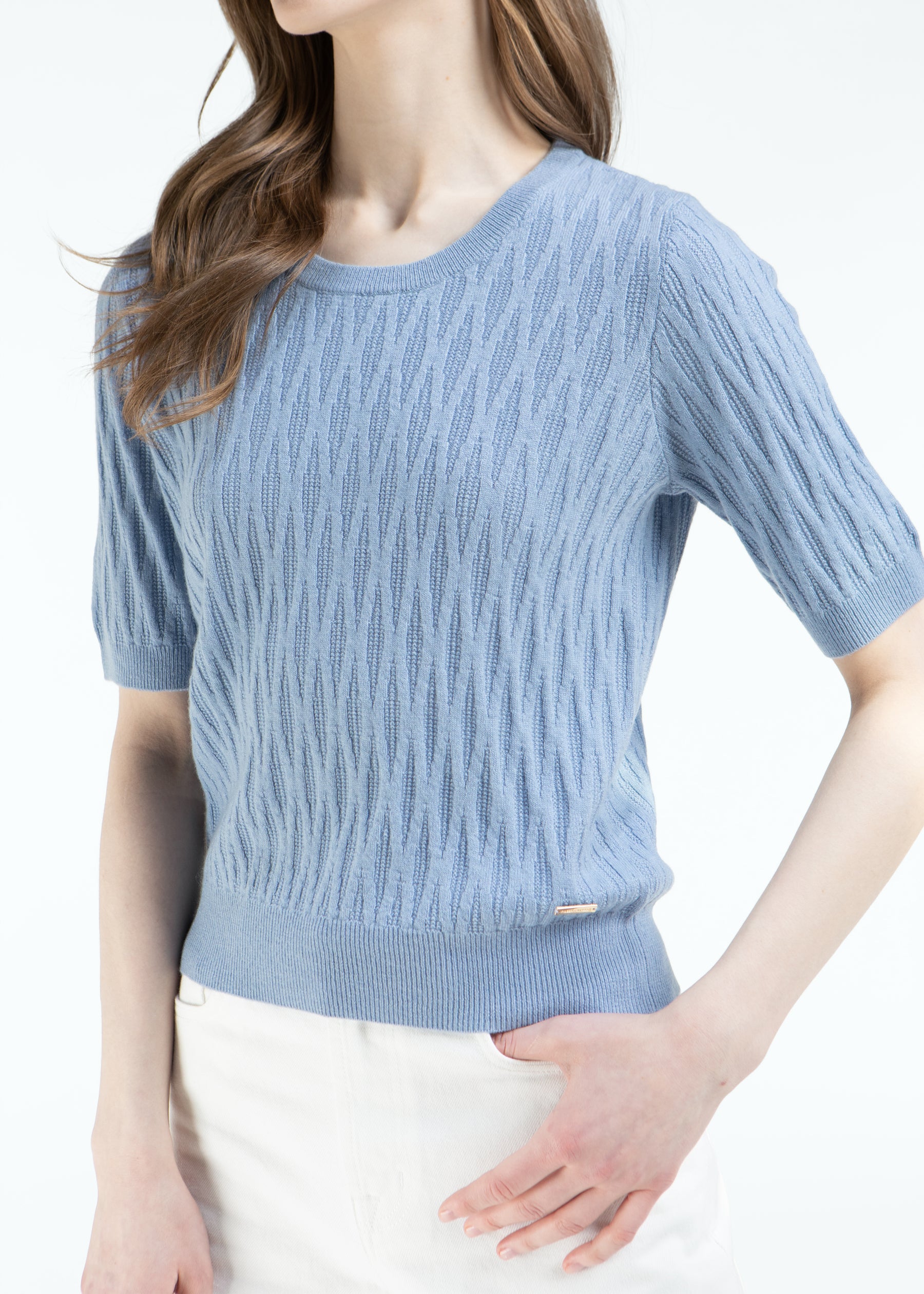 Gemma Diamond Knit Short Sleeves Cashmere Jumper