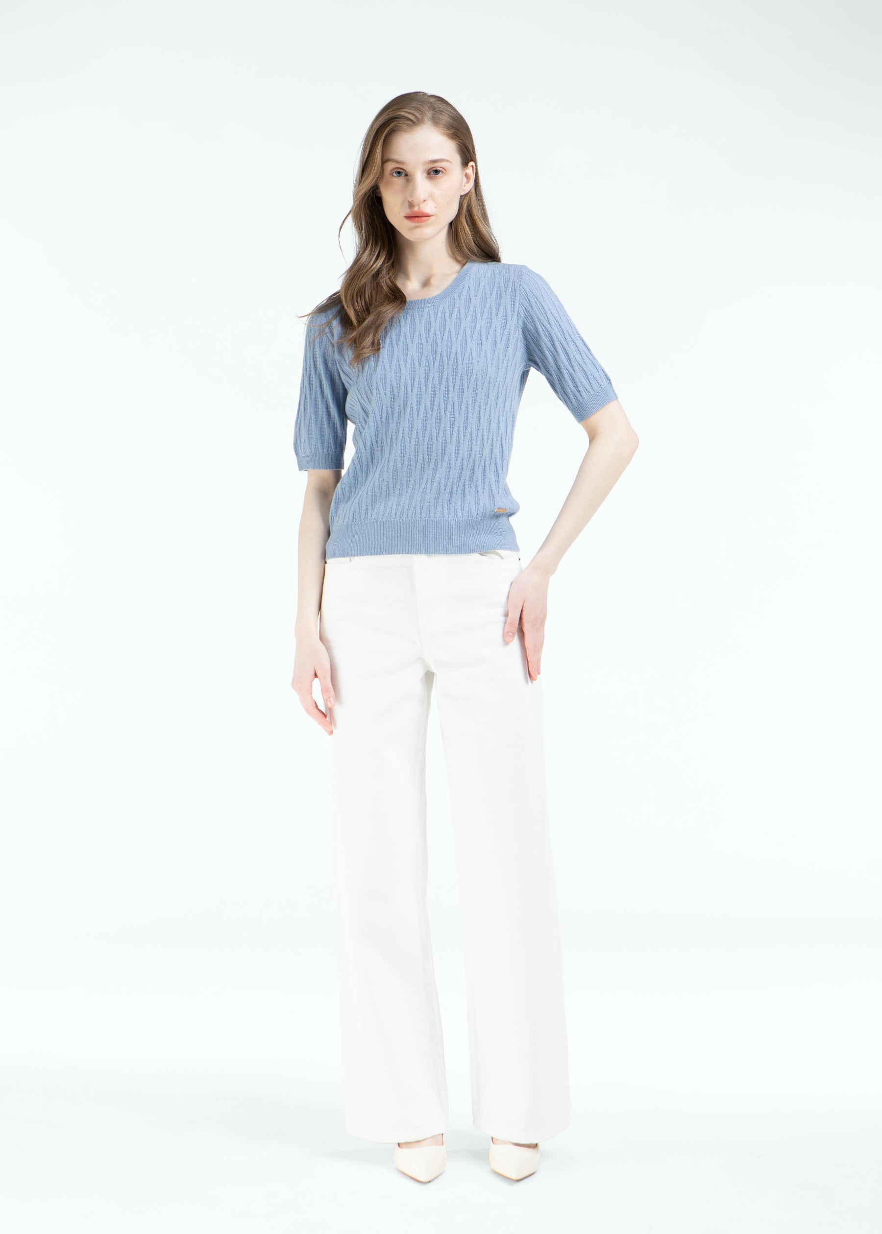 Gemma Diamond Knit Short Sleeves Cashmere Jumper