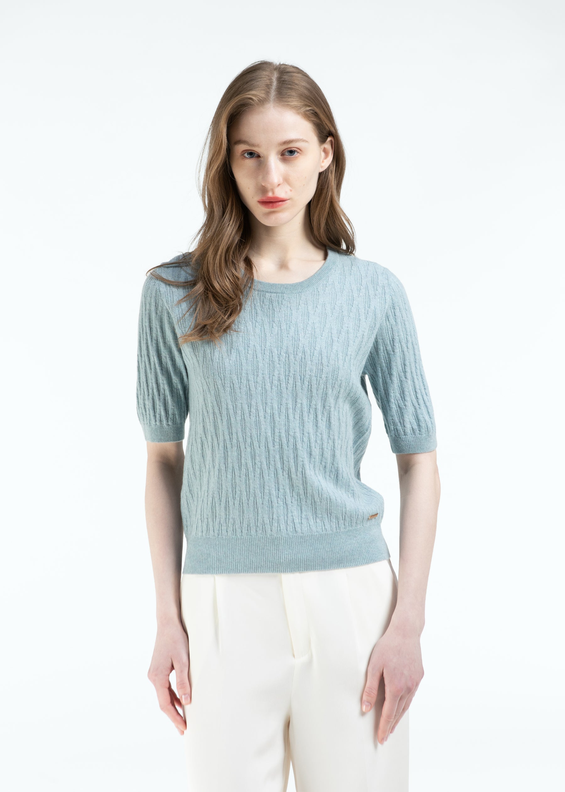 Gemma Diamond Knit Short Sleeves Cashmere Jumper