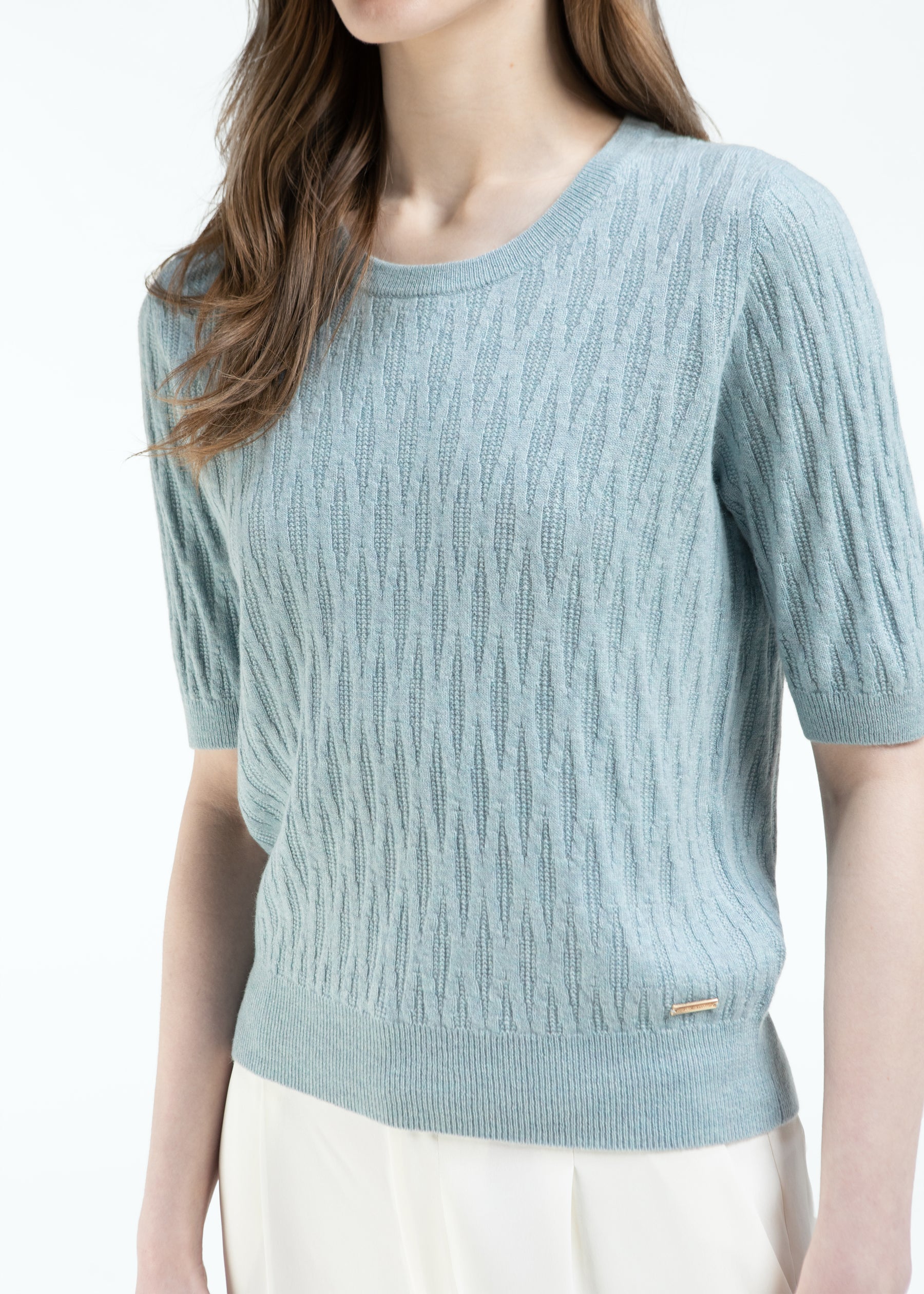 Gemma Diamond Knit Short Sleeves Cashmere Jumper