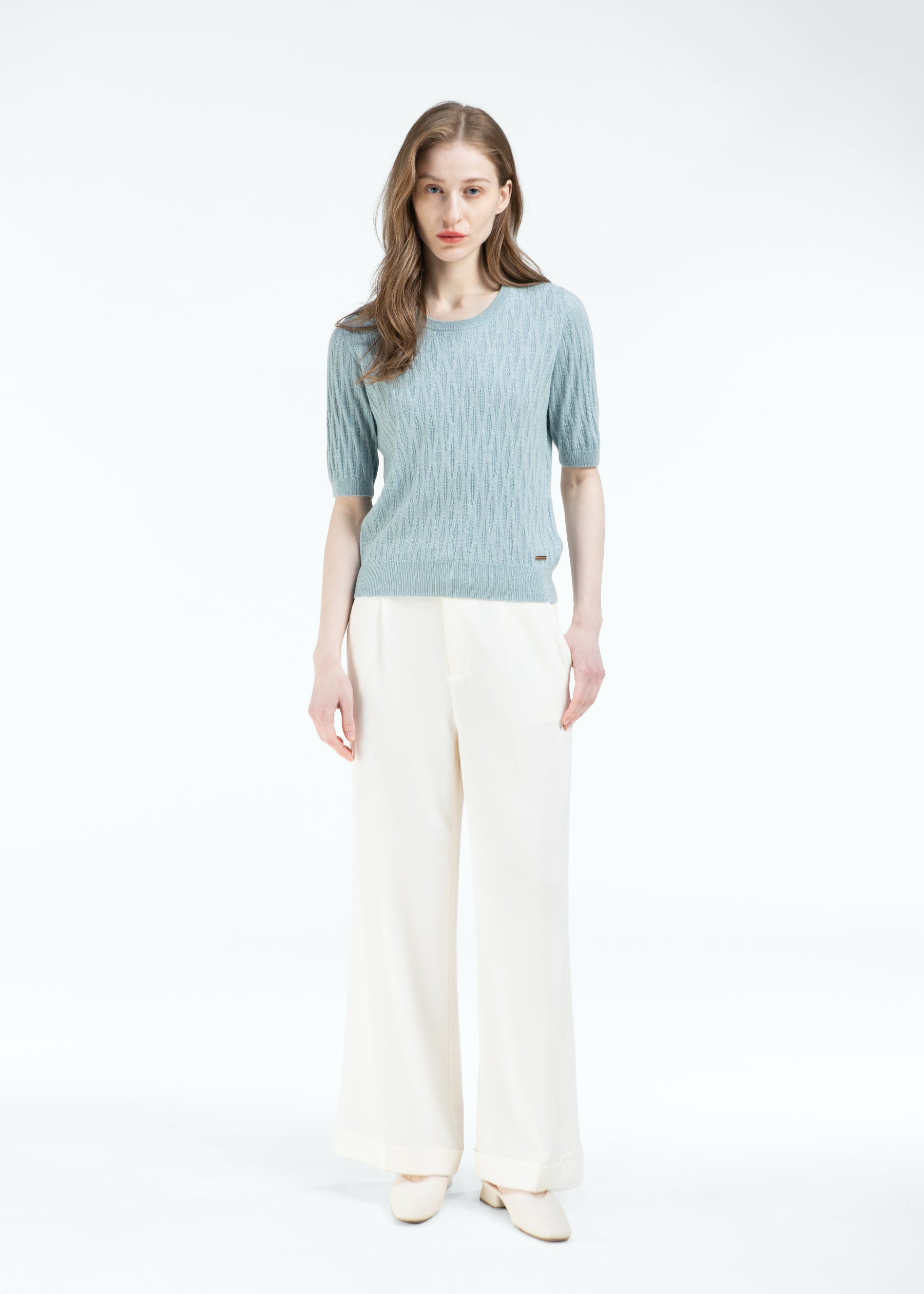 Gemma Diamond Knit Short Sleeves Cashmere Jumper