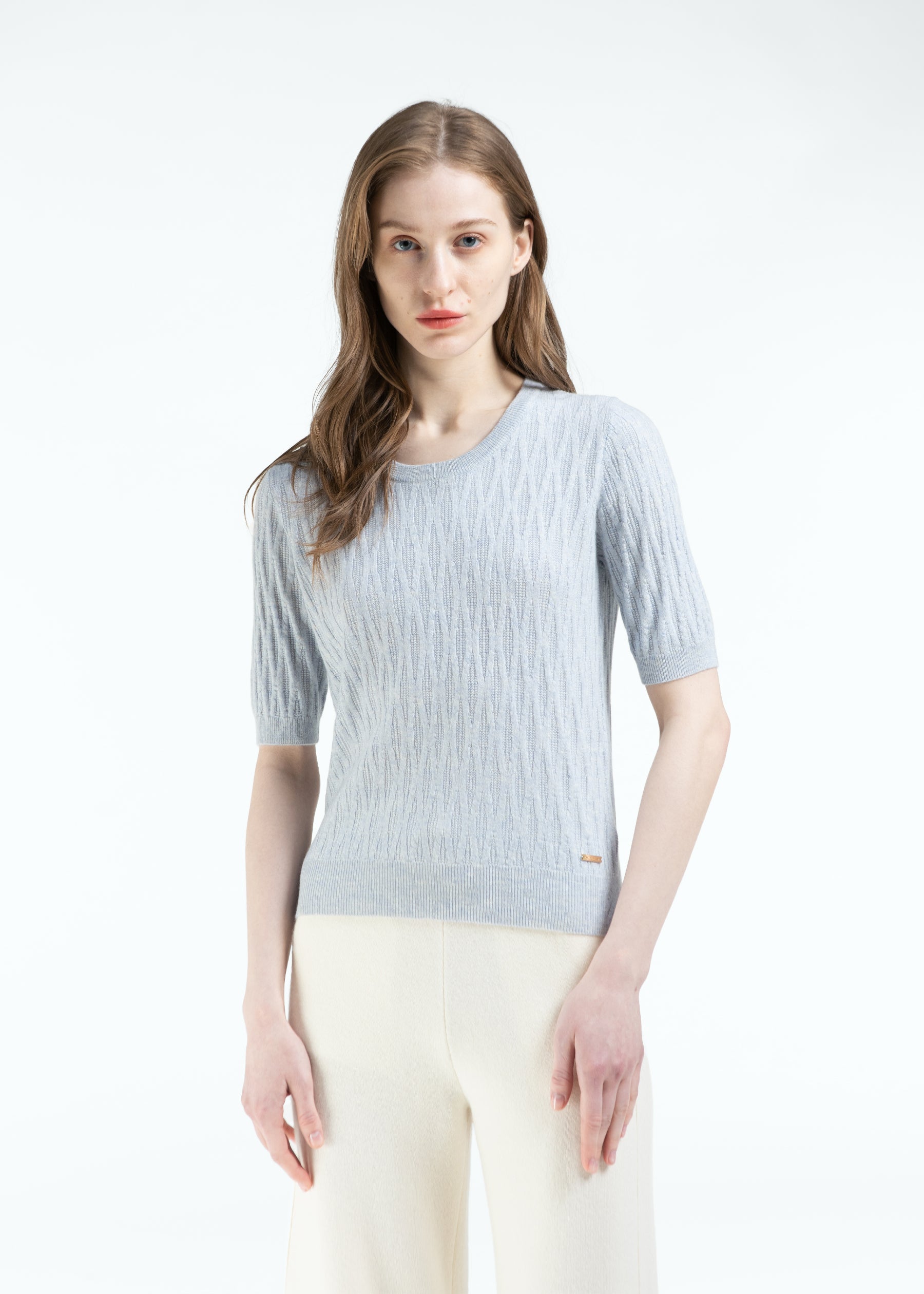 Gemma Diamond Knit Short Sleeves Cashmere Jumper