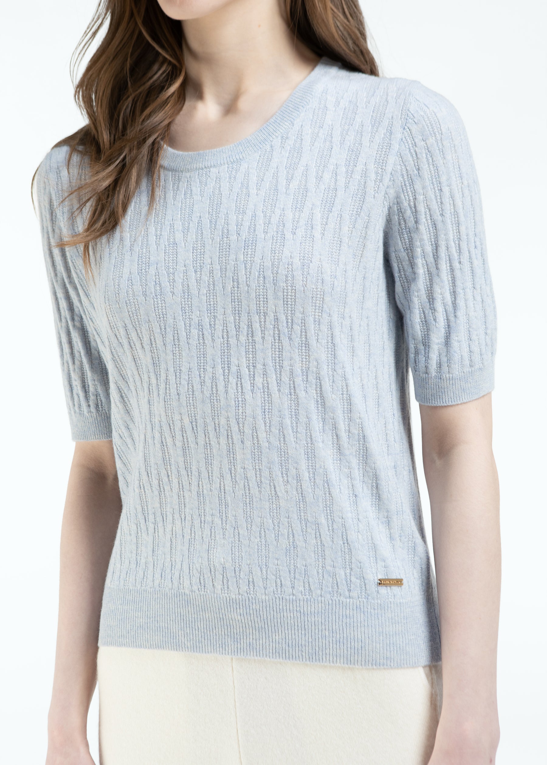 Gemma Diamond Knit Short Sleeves Cashmere Jumper