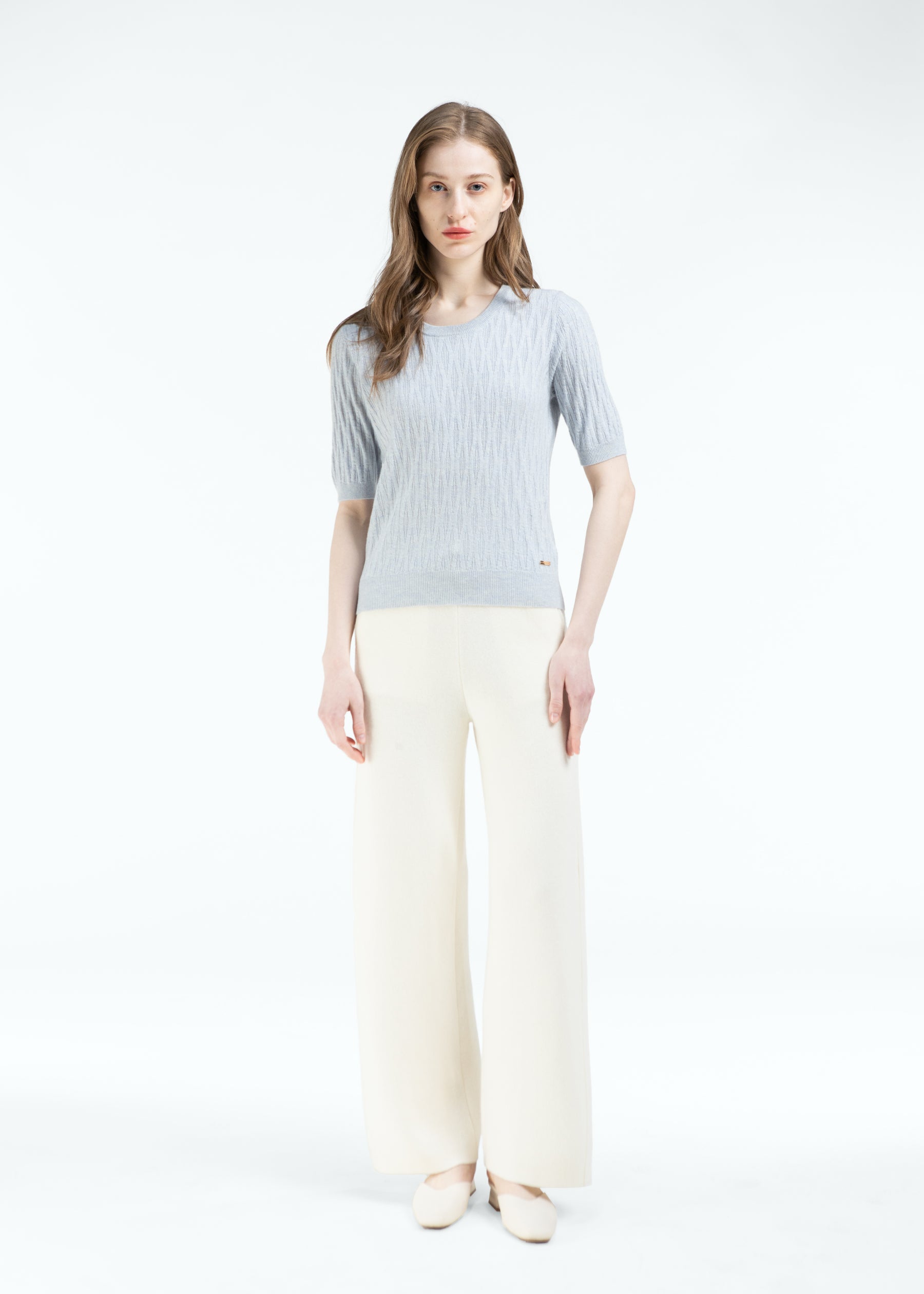 Gemma Diamond Knit Short Sleeves Cashmere Jumper