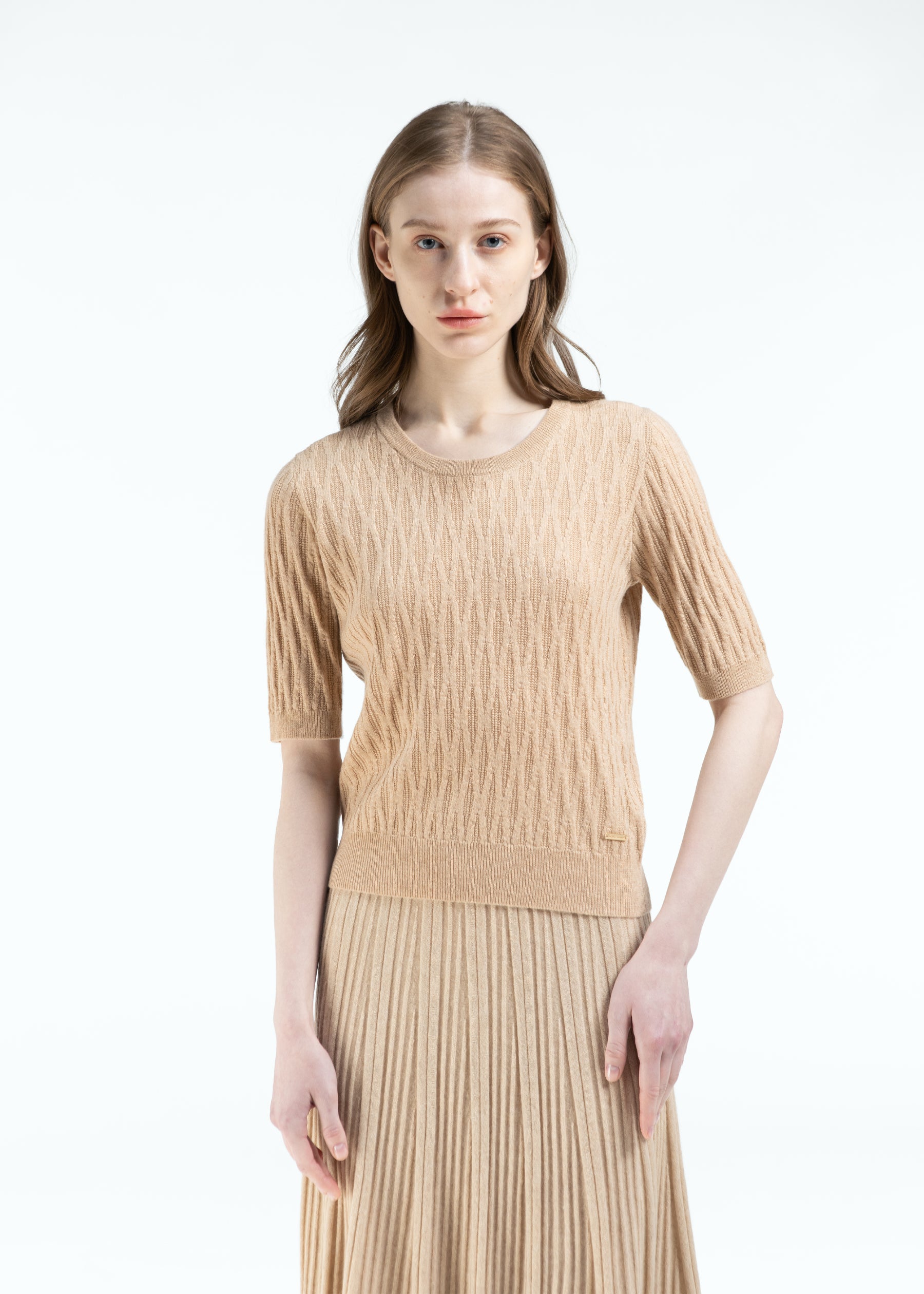 Gemma Diamond Knit Short Sleeves Cashmere Jumper