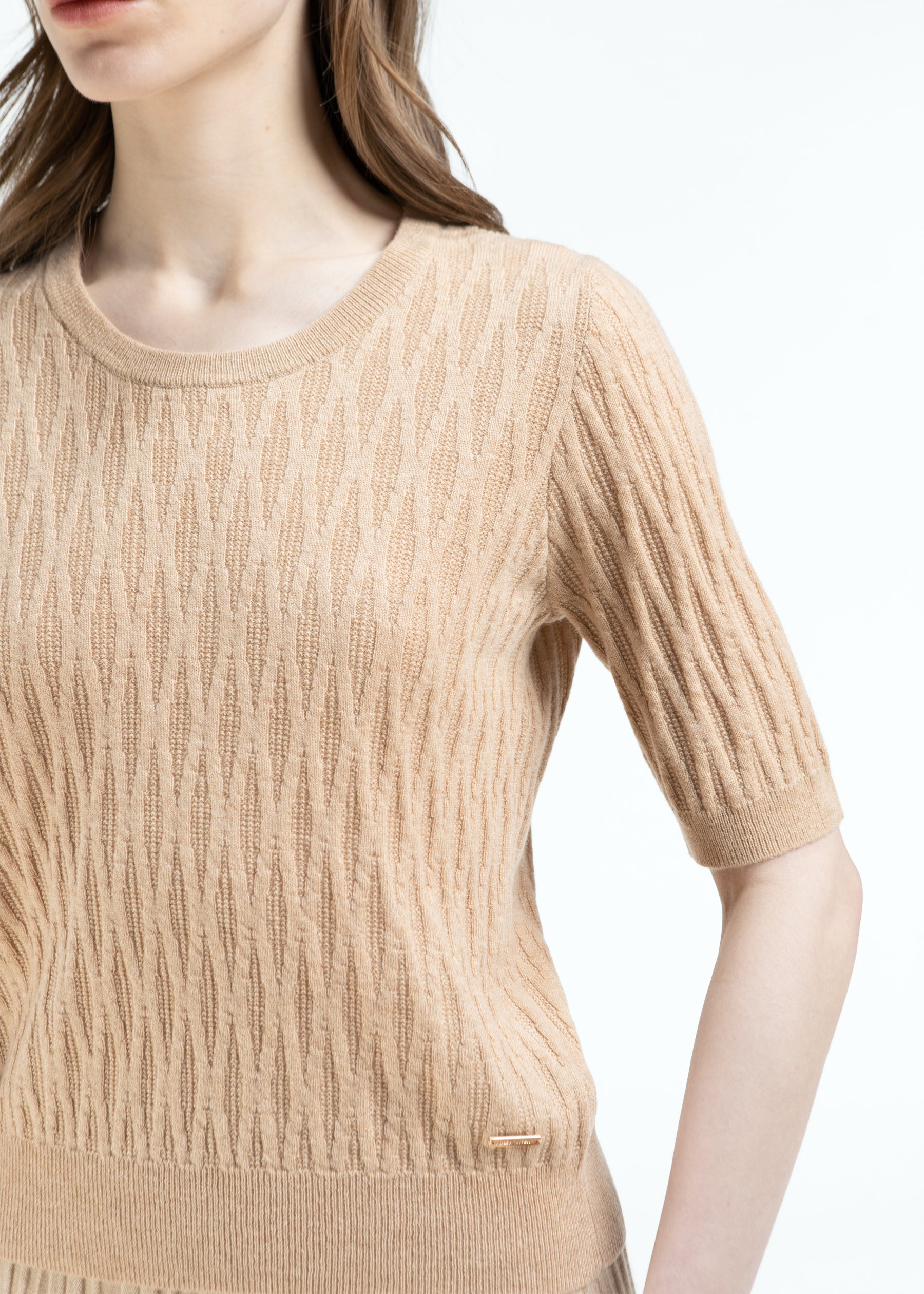 Gemma Diamond Knit Short Sleeves Cashmere Jumper