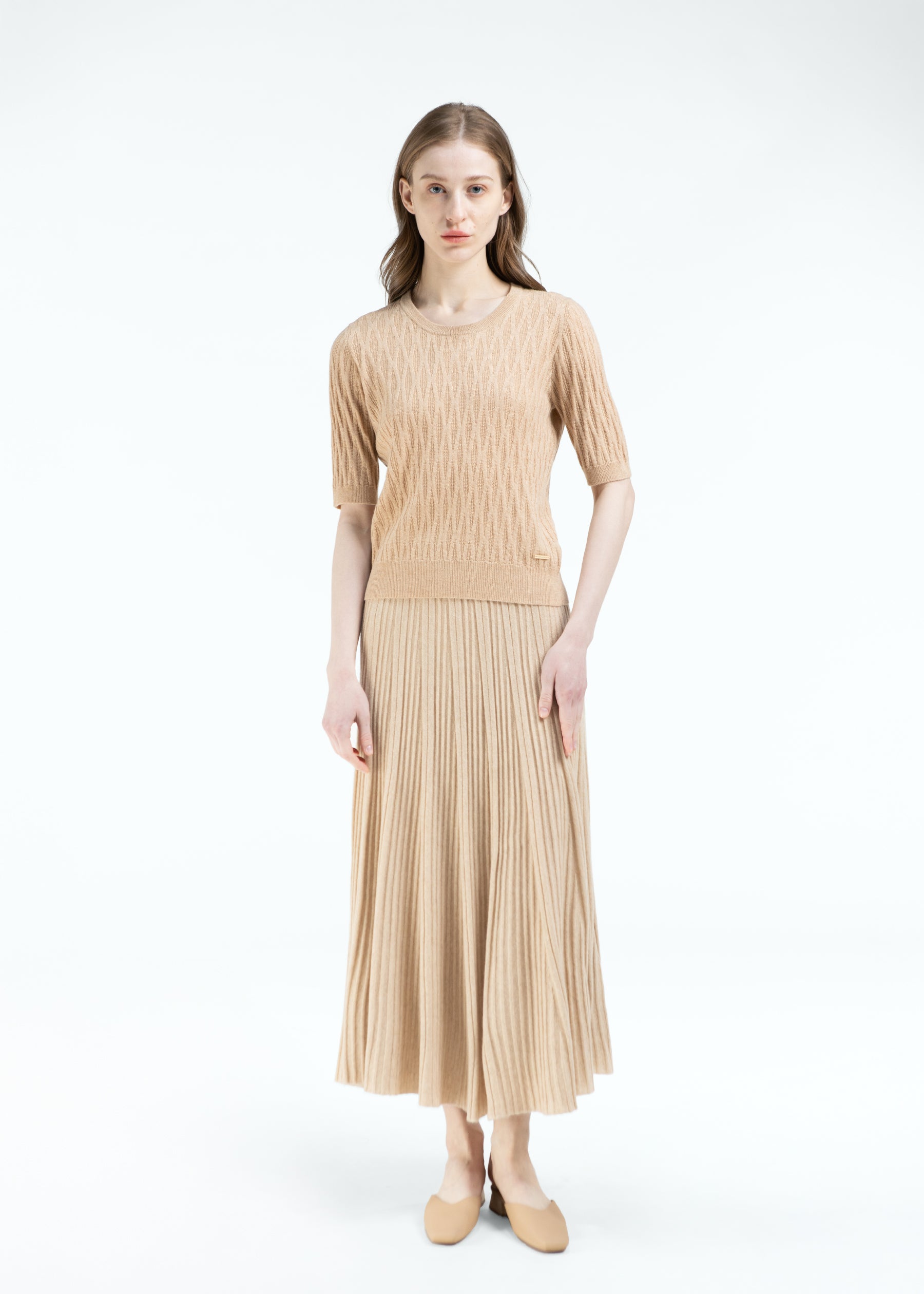 Gemma Diamond Knit Short Sleeves Cashmere Jumper