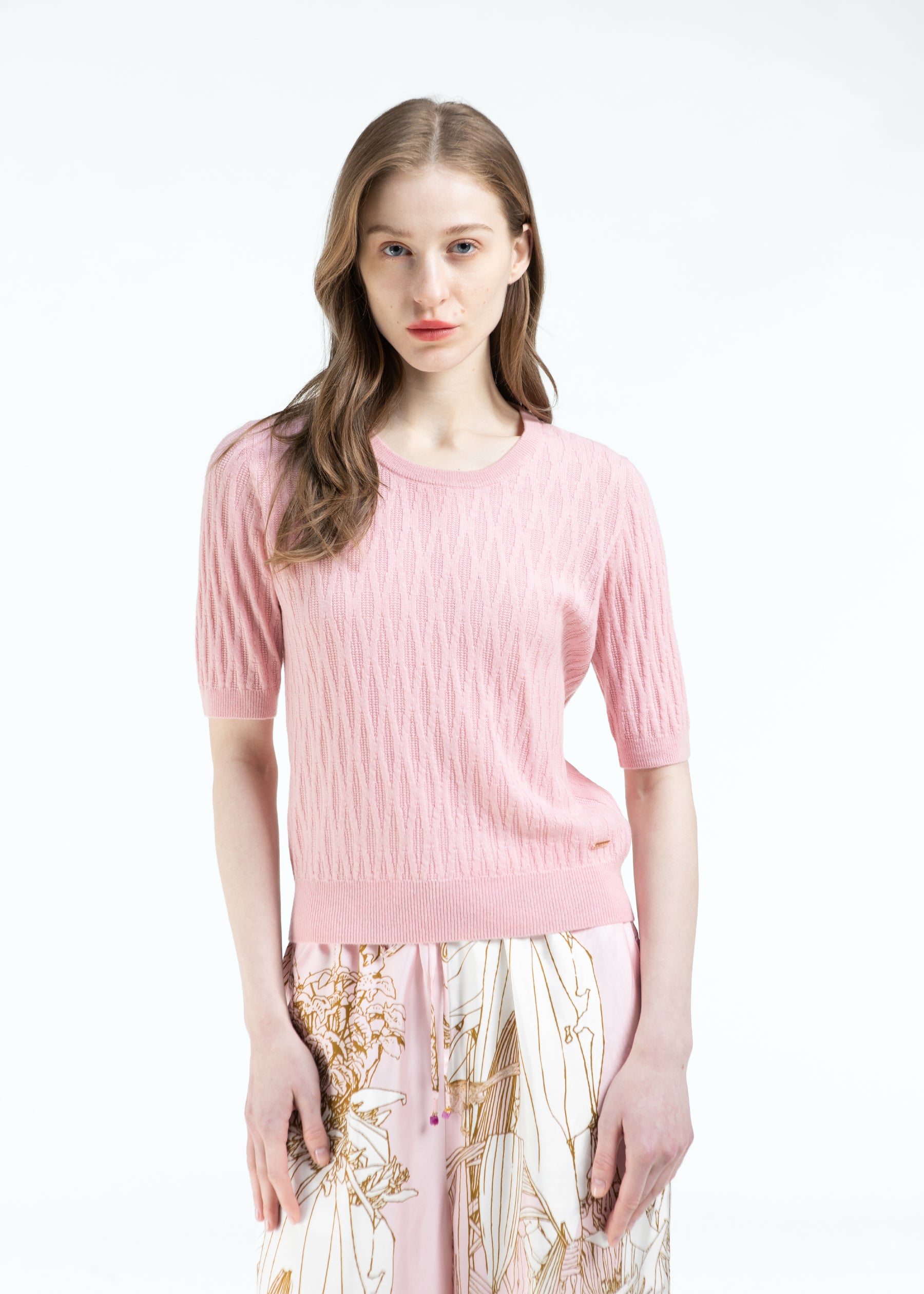 Gemma Diamond Knit Short Sleeves Cashmere Jumper