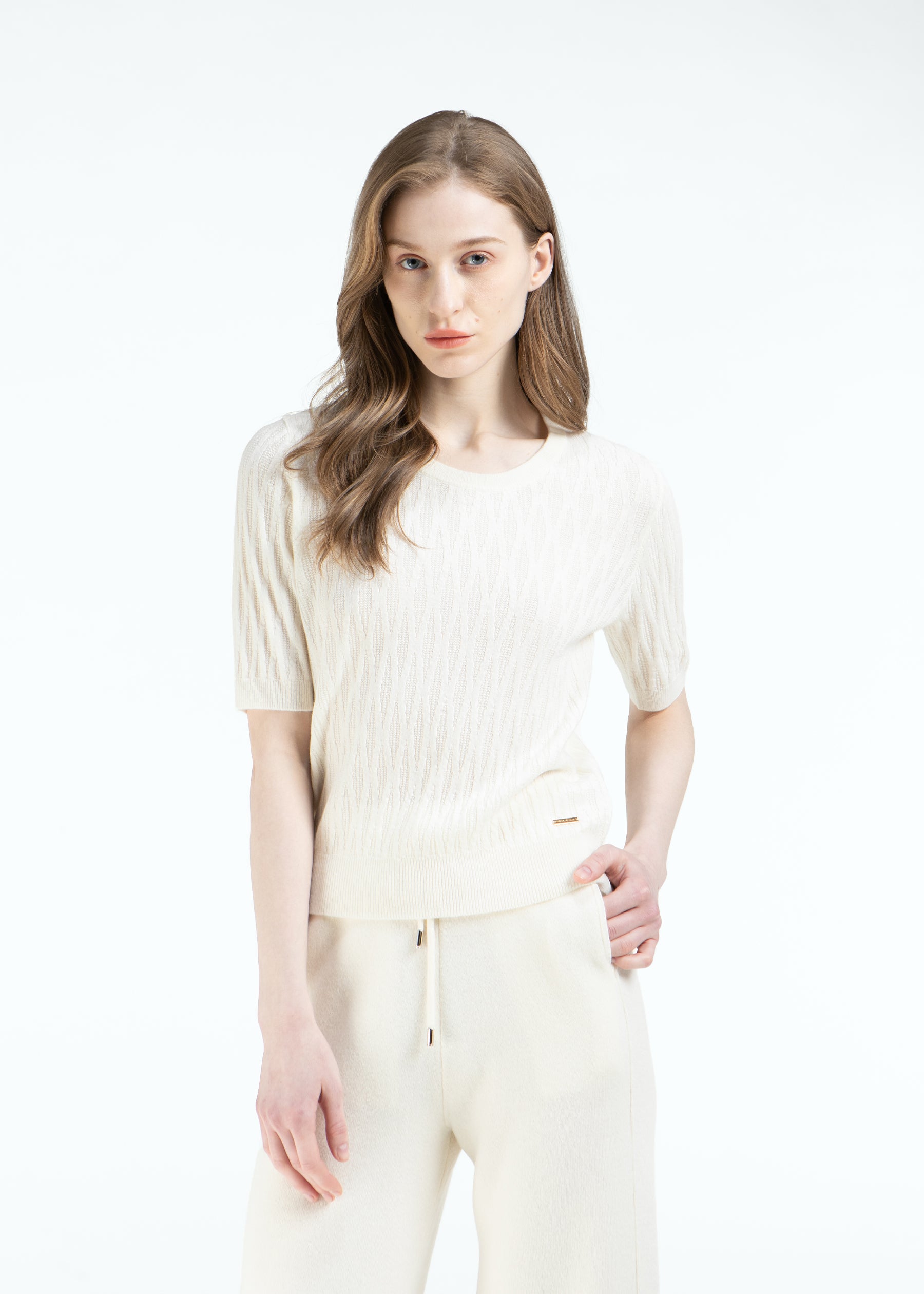 Gemma Diamond Knit Short Sleeves Cashmere Jumper