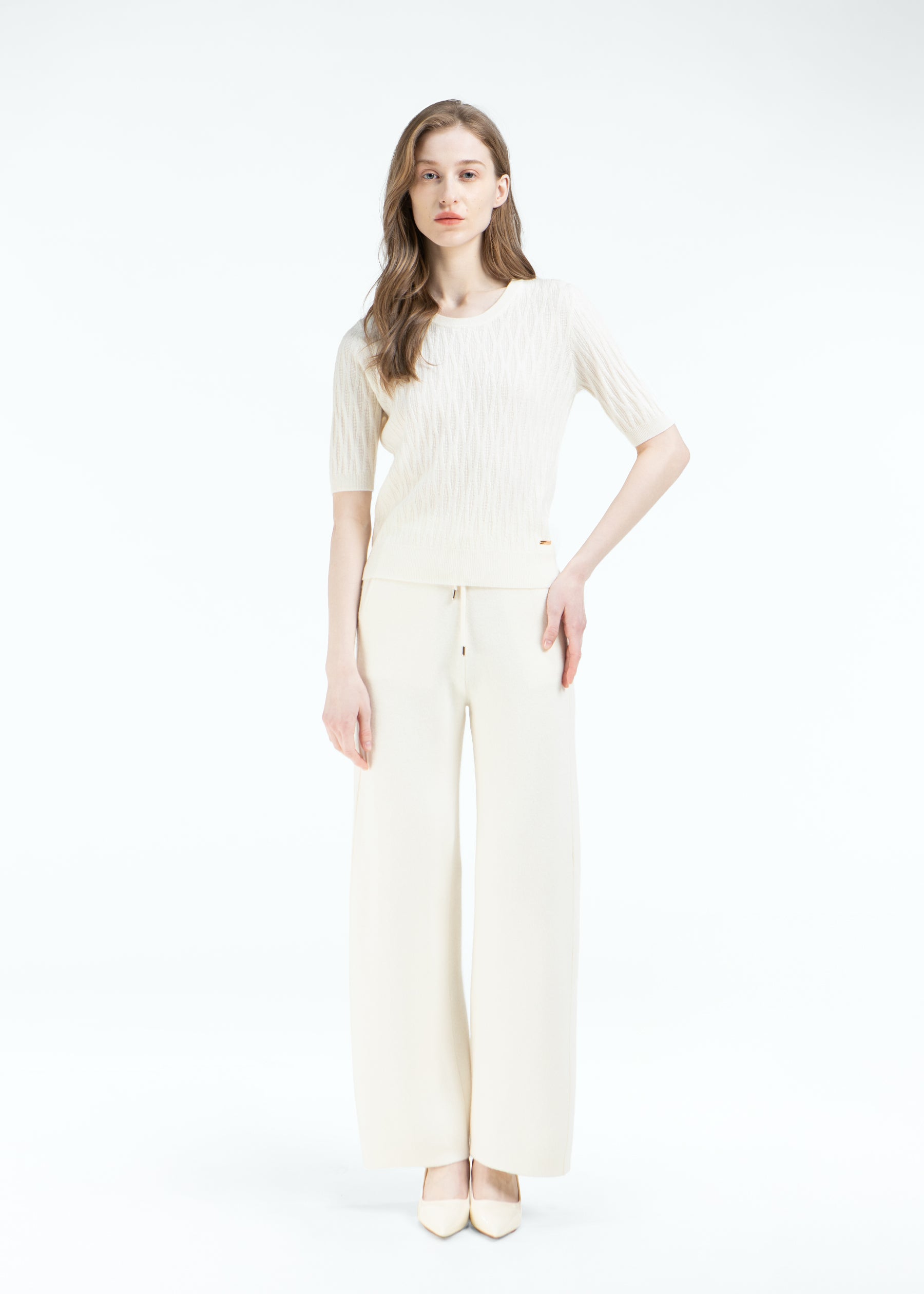 Gemma Diamond Knit Short Sleeves Cashmere Jumper
