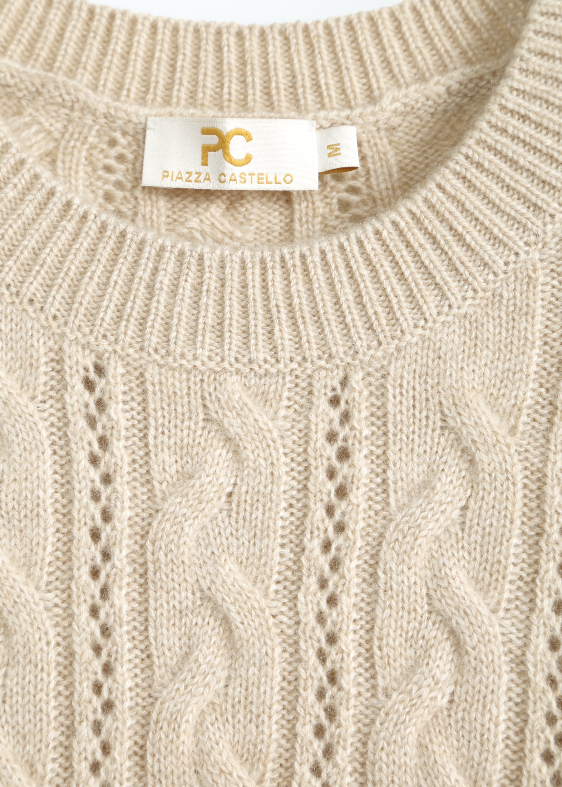 Elisa Cable Knit Cashmere Jumper with Short Sleeves