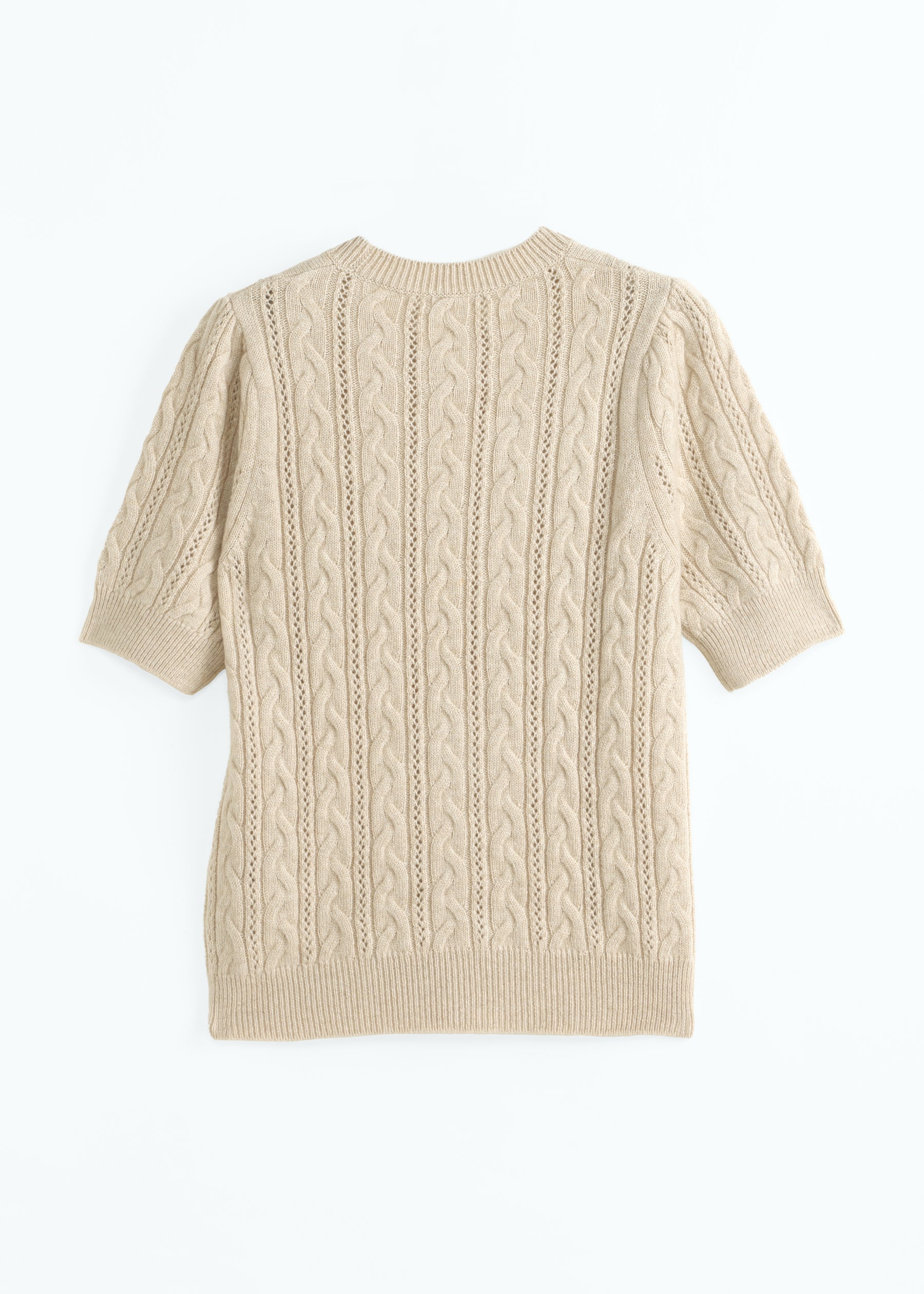 Elisa Cable Knit Cashmere Jumper with Short Sleeves