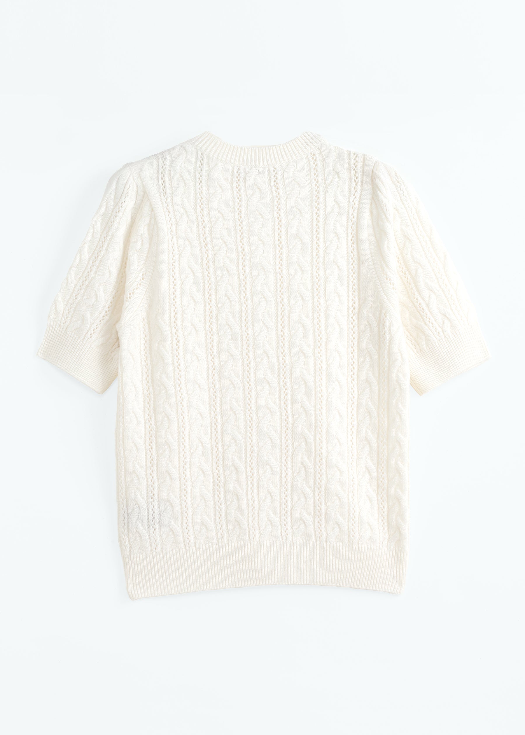 Elisa Cable Knit Cashmere Jumper with Short Sleeves