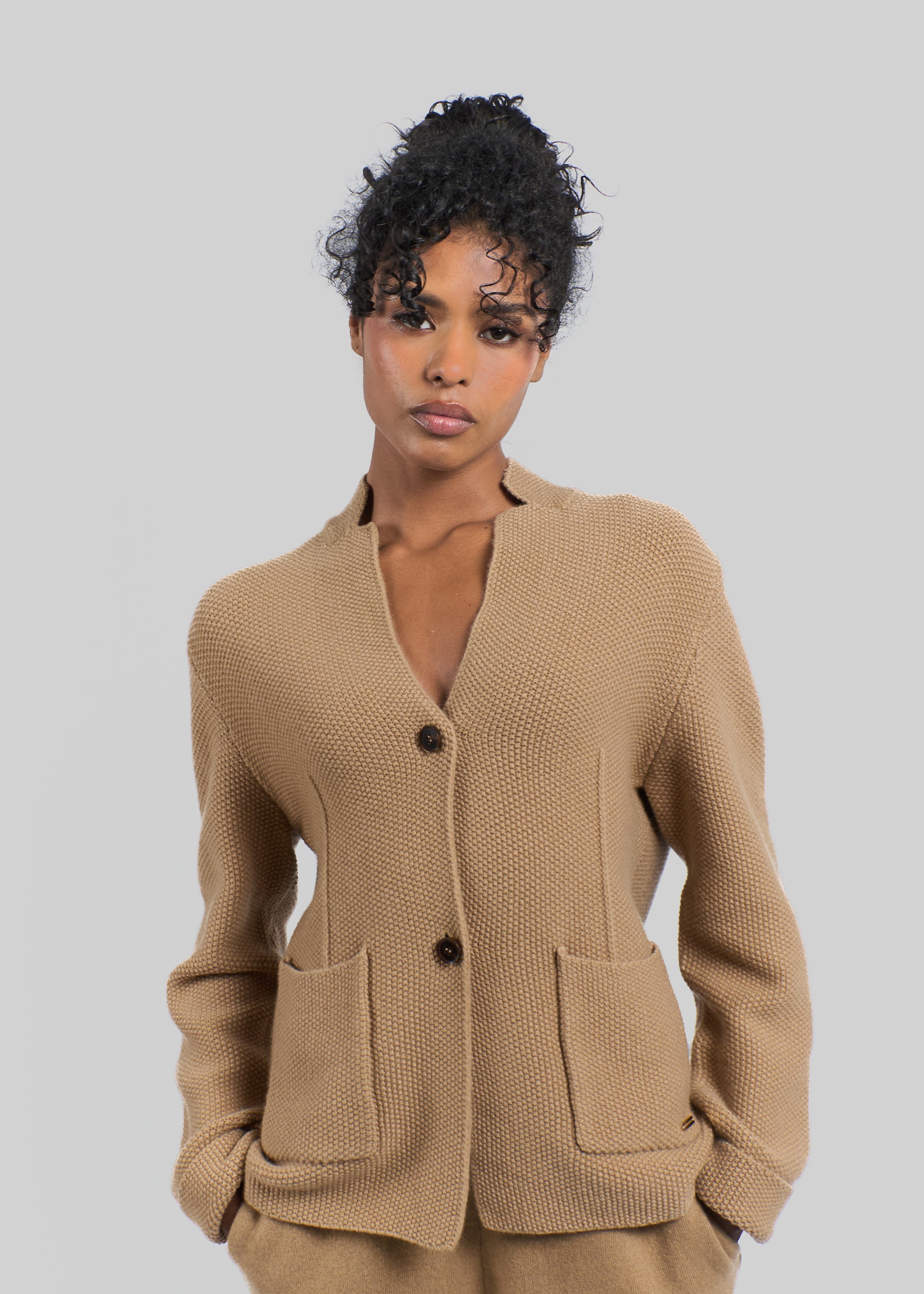 Poesia Two-Pocket Knit Cardigan