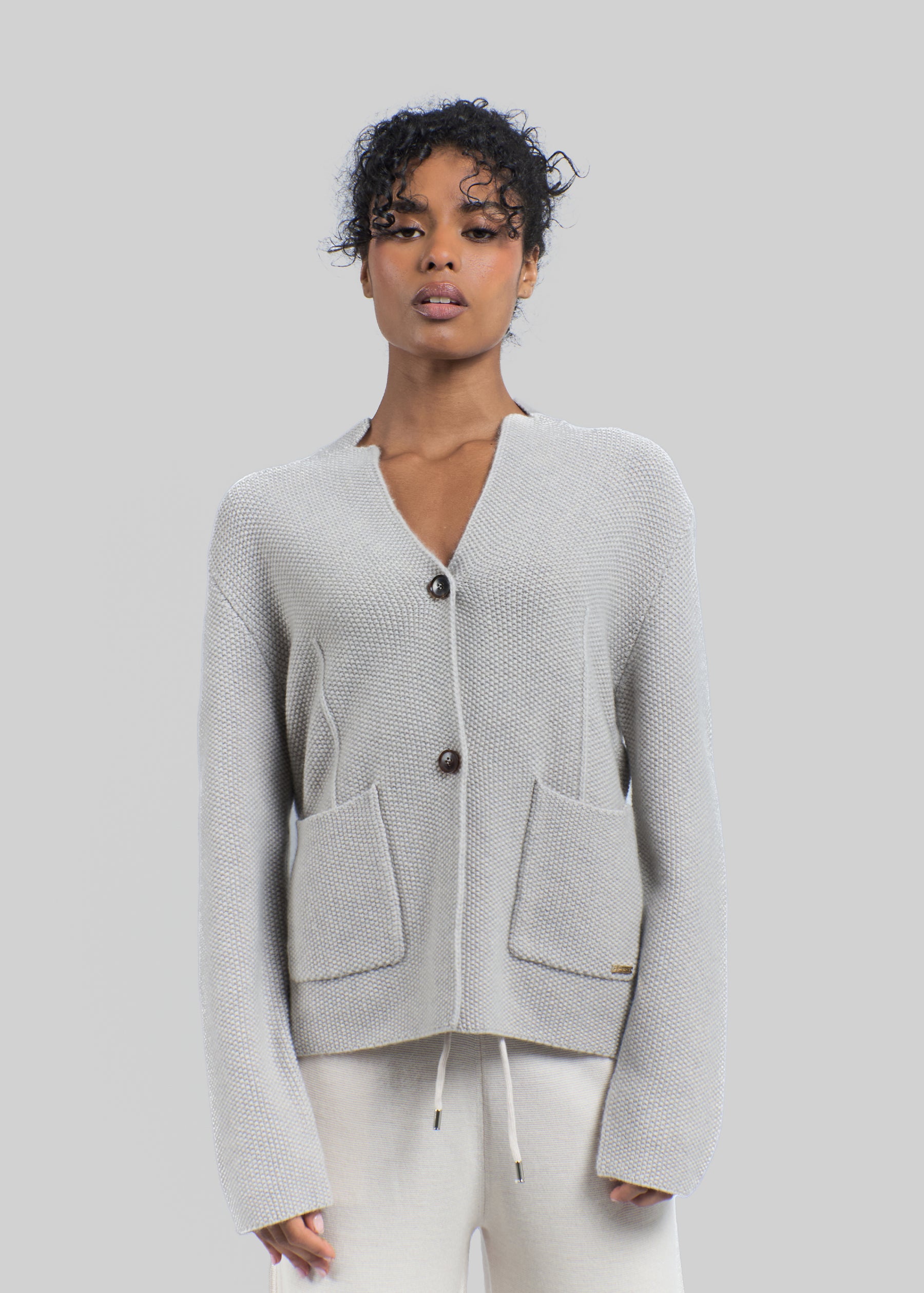 Poesia Two-Pocket Knit Cardigan