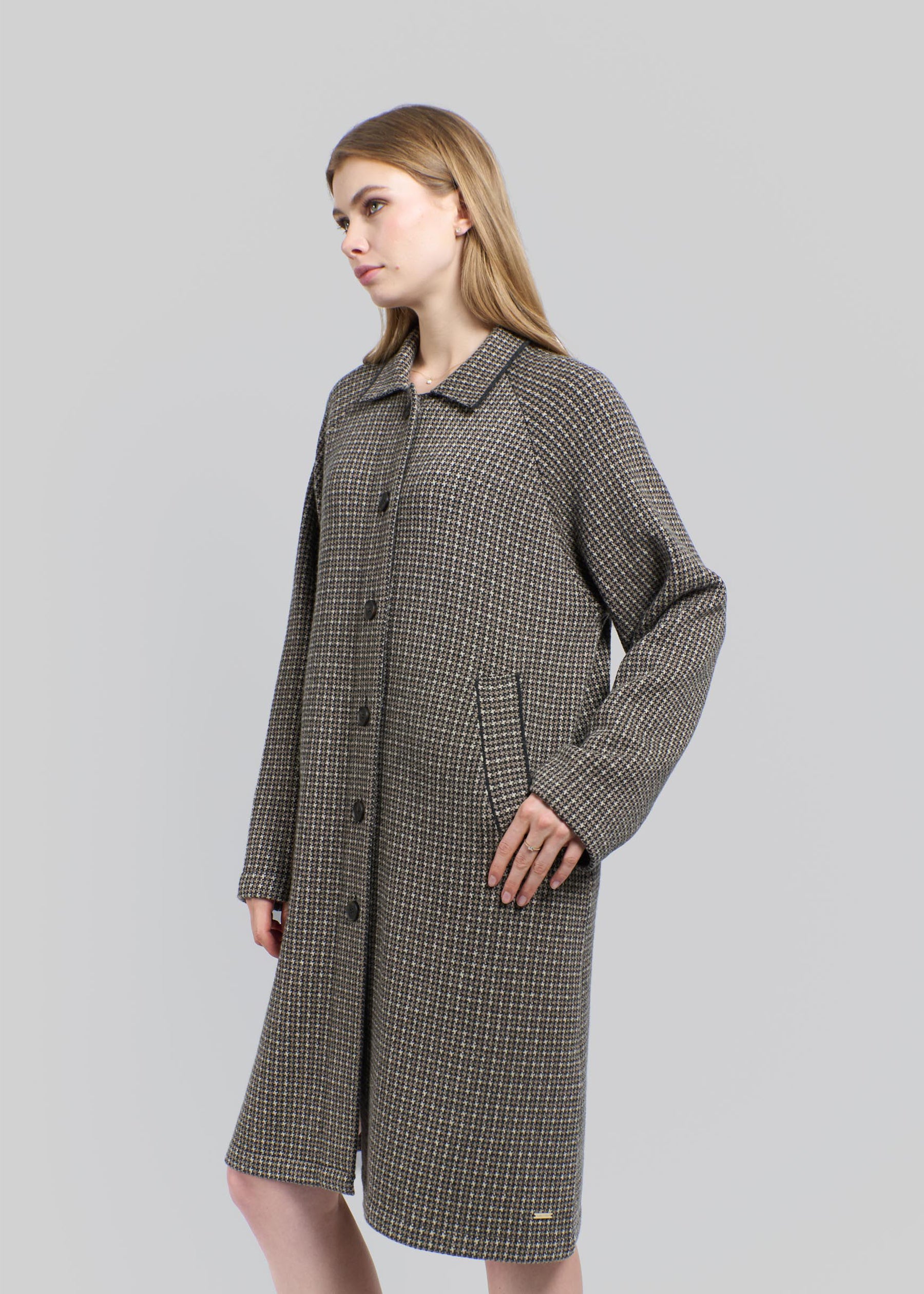 Houndstooth Cashmere Jacquard Coat