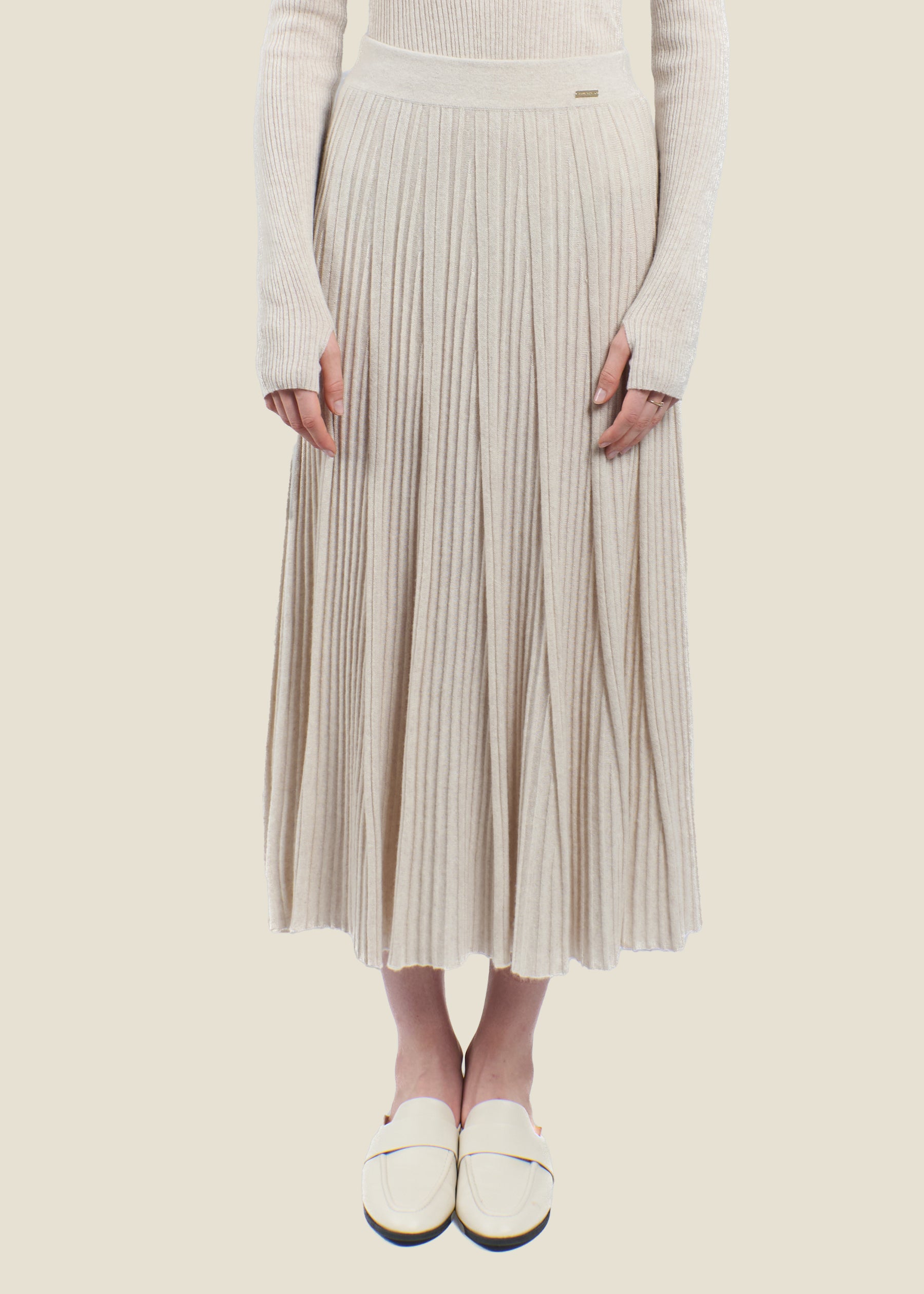 Silvana Rib Knit Cashmere Skirt