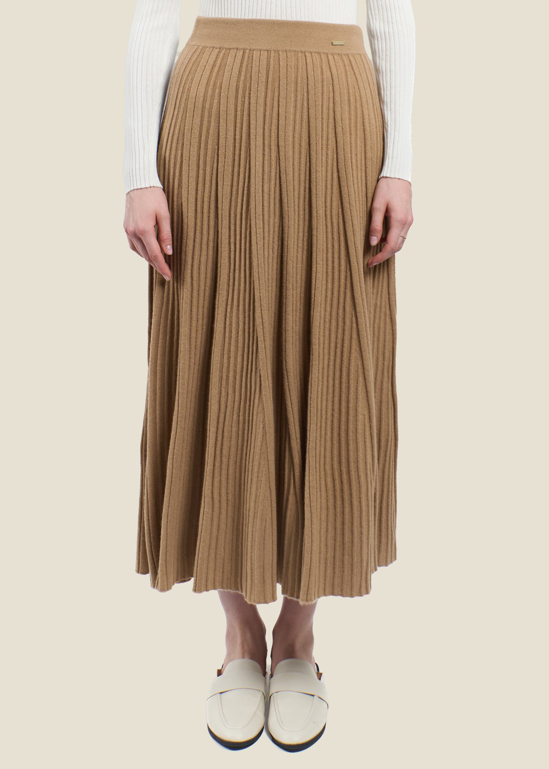Silvana Rib Knit Cashmere Skirt