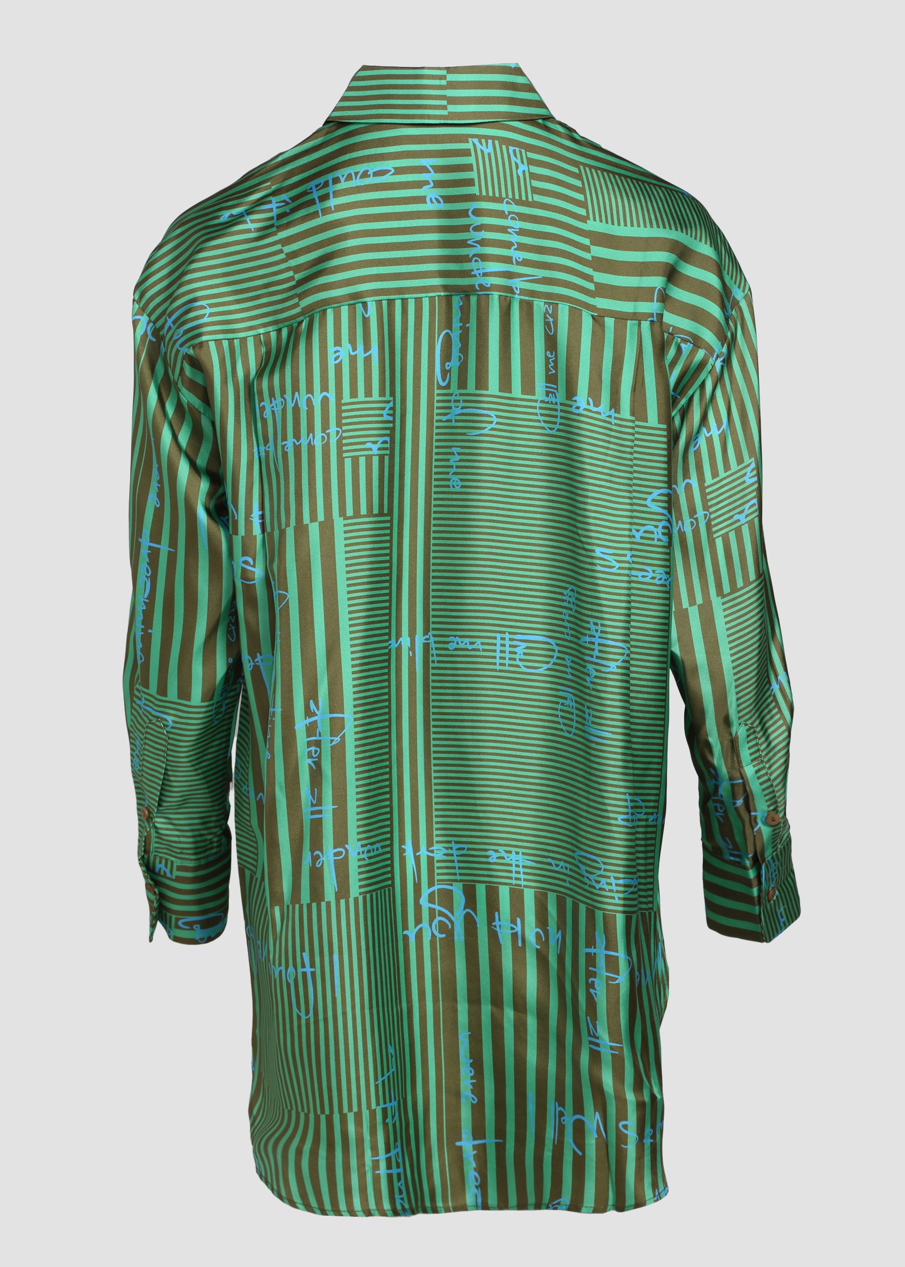 Oversized Eco-Silk Long Shirt with stripes