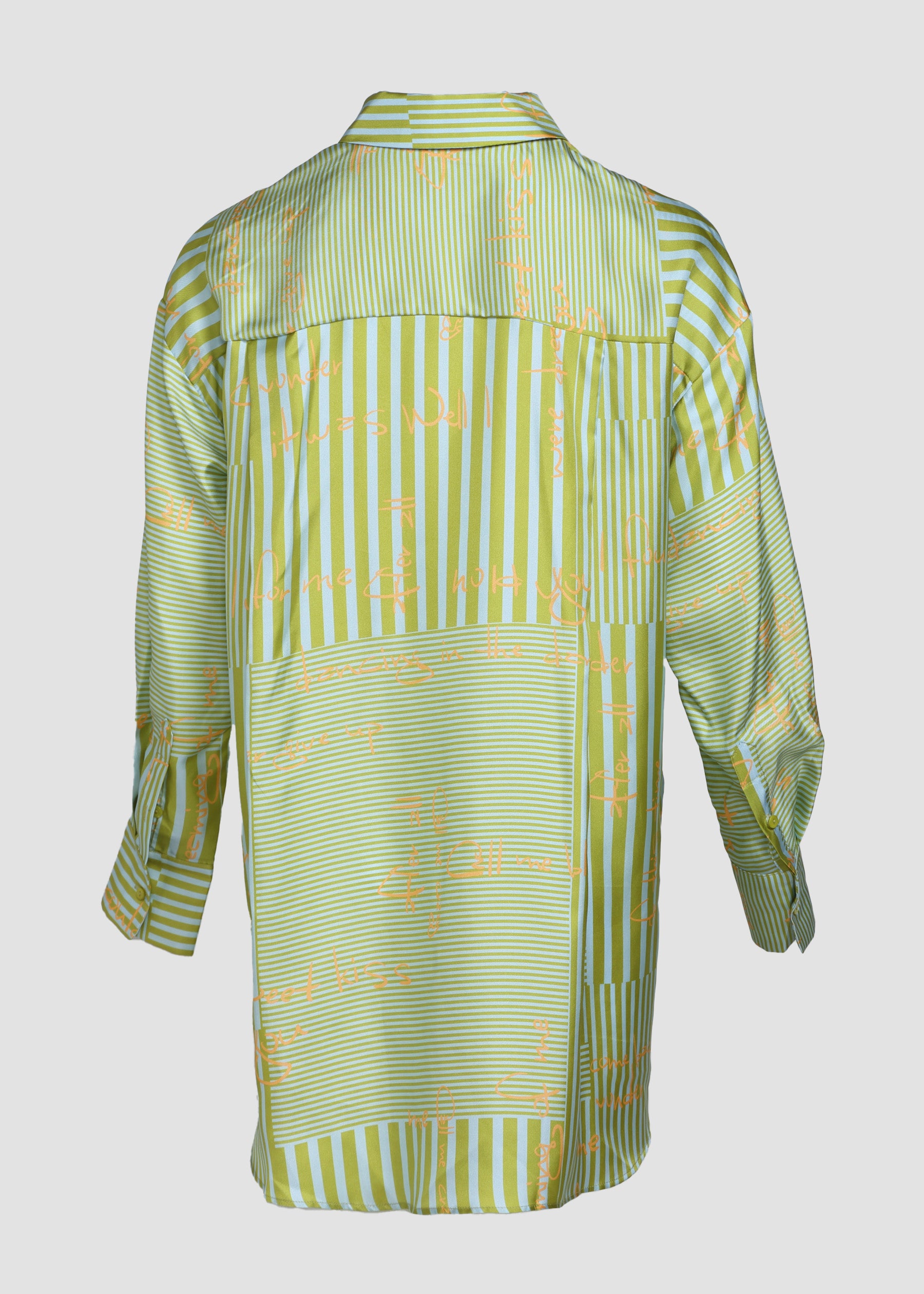 Oversized Eco-Silk Long Shirt with stripes