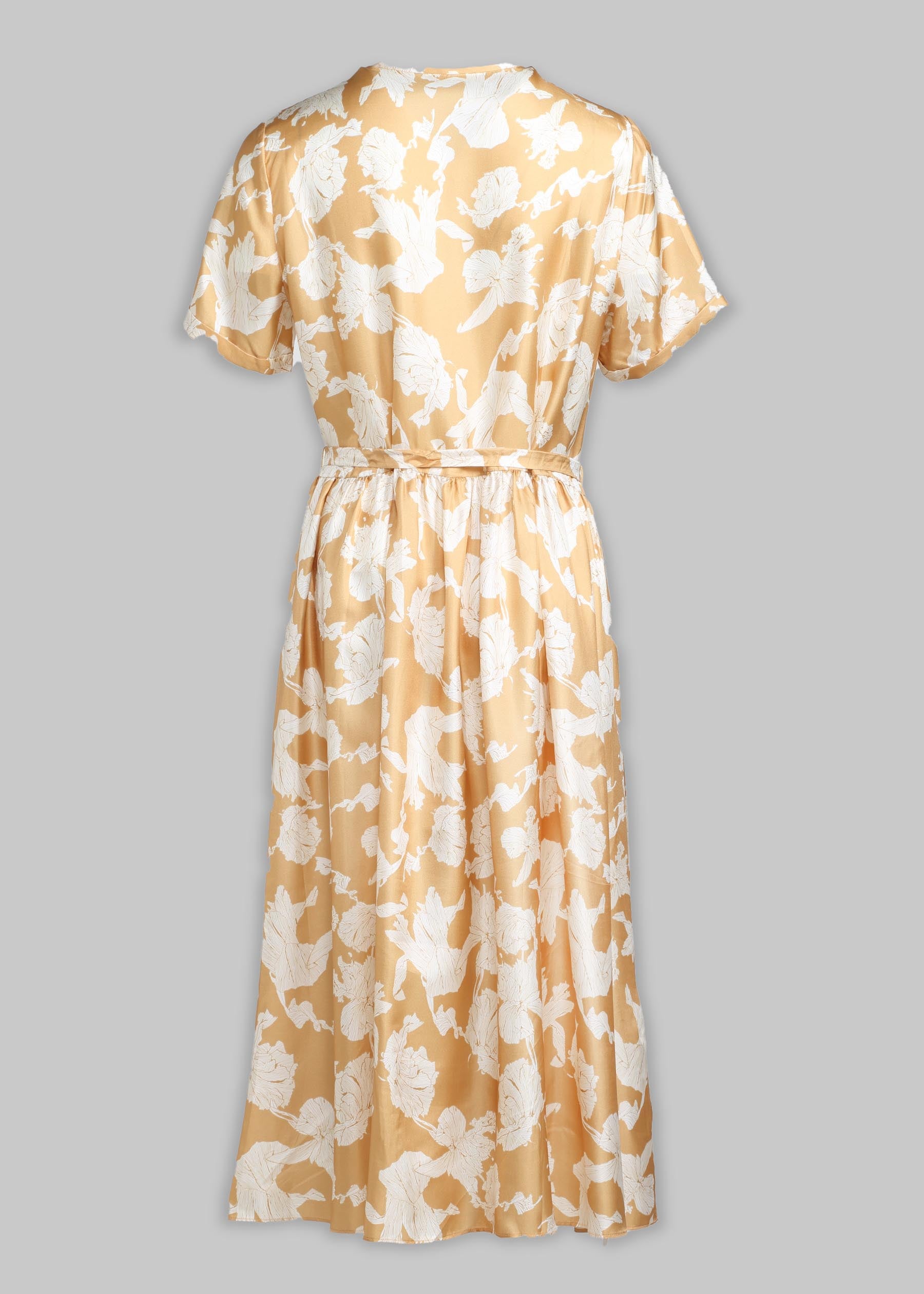 Giallo Silk Dress With Short Sleeves