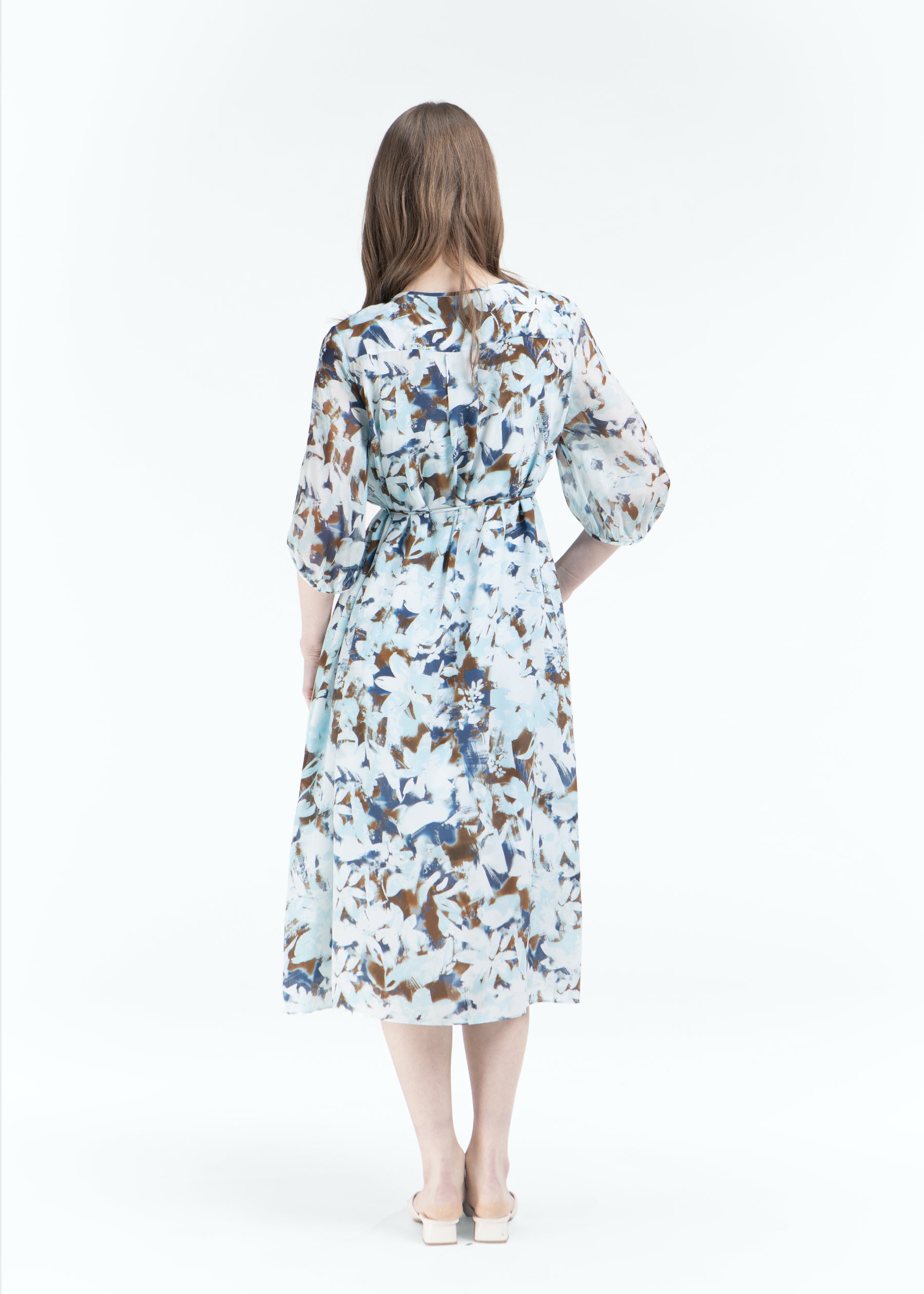 Eolia Silk Dress with Tie Belt